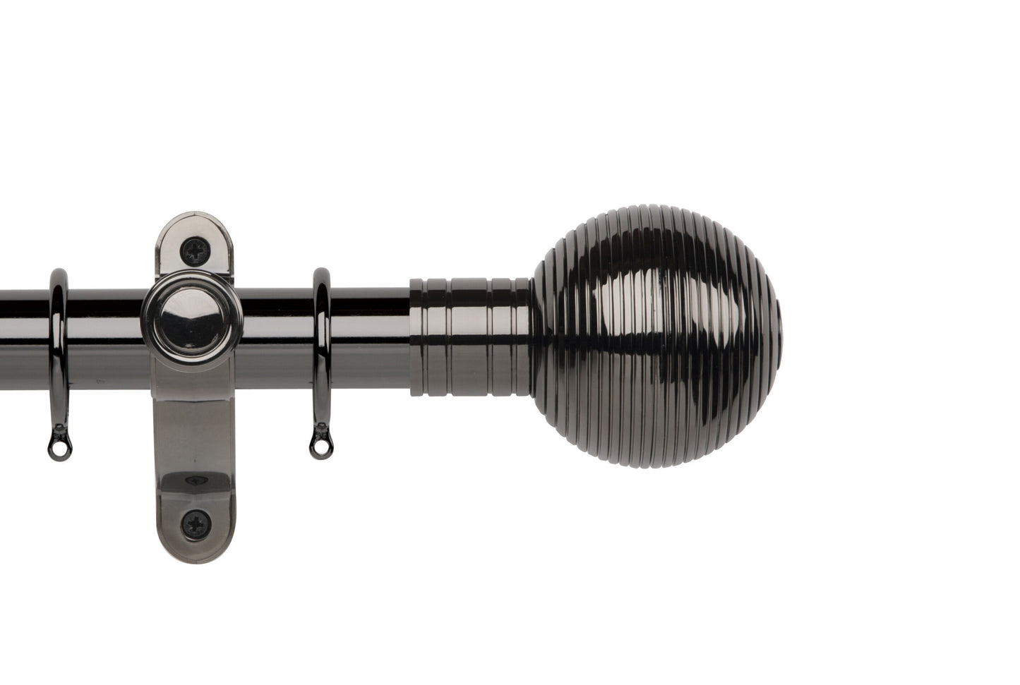 Hallis Galleria Metals Ribbed Ball 50mm Metal Curtain Pole - Black Nickel