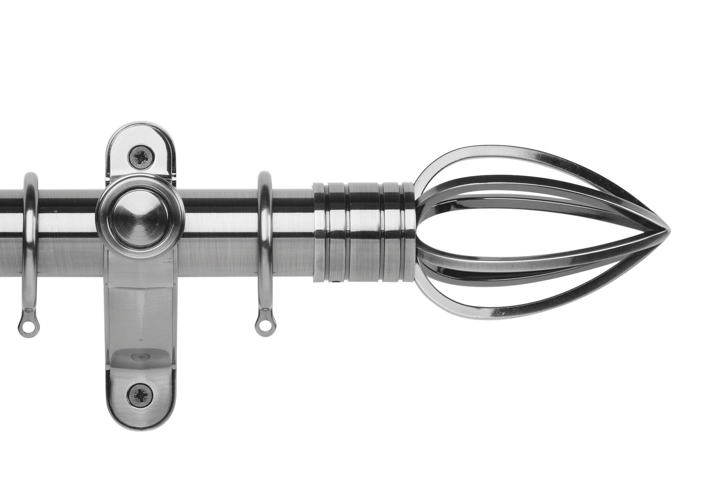 Hallis Galleria Metals Caged Spear 50mm Metal Curtain Pole - Brushed Silver