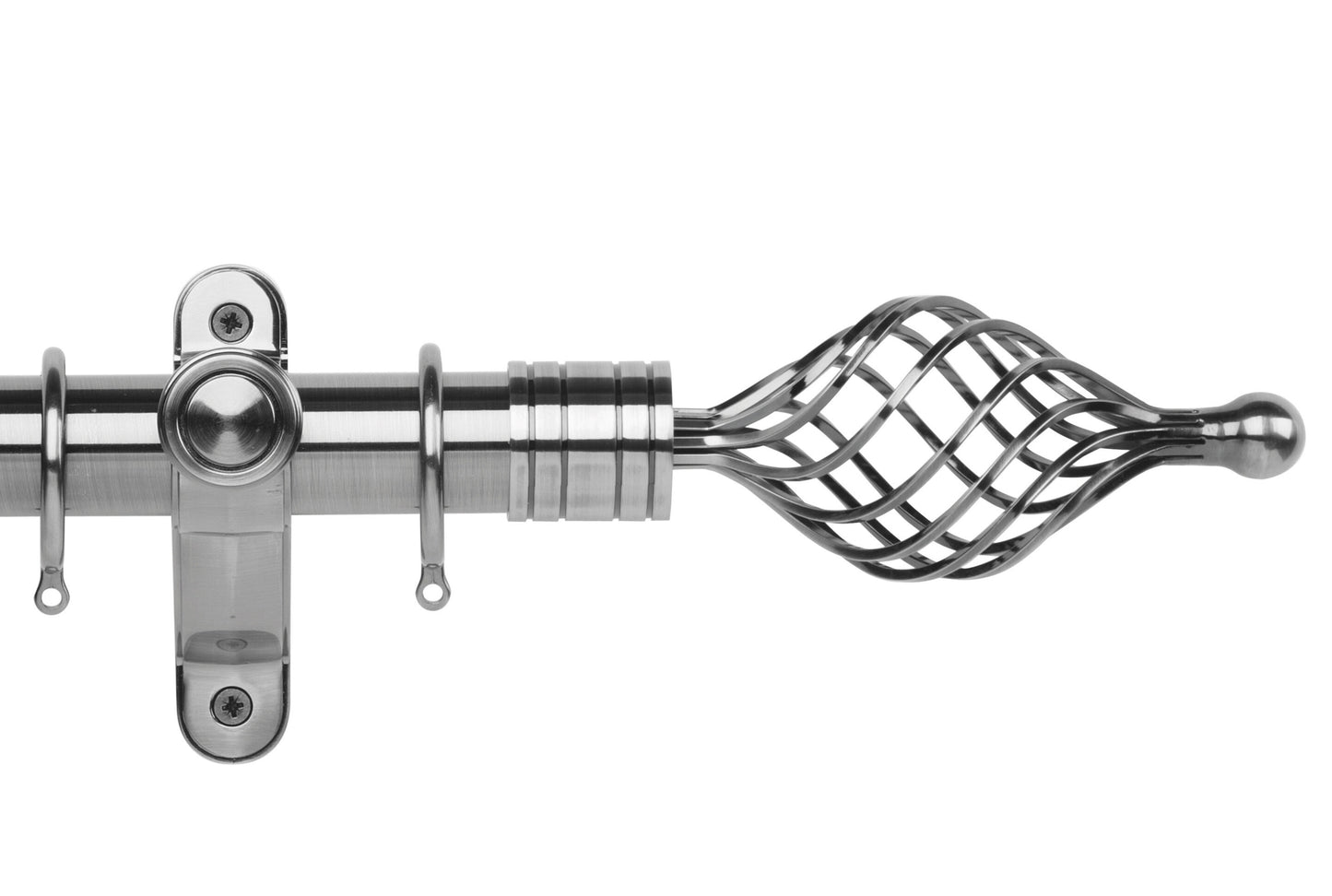 Hallis Galleria Metals Twisted Cage 50mm Metal Curtain Pole - Brushed Silver