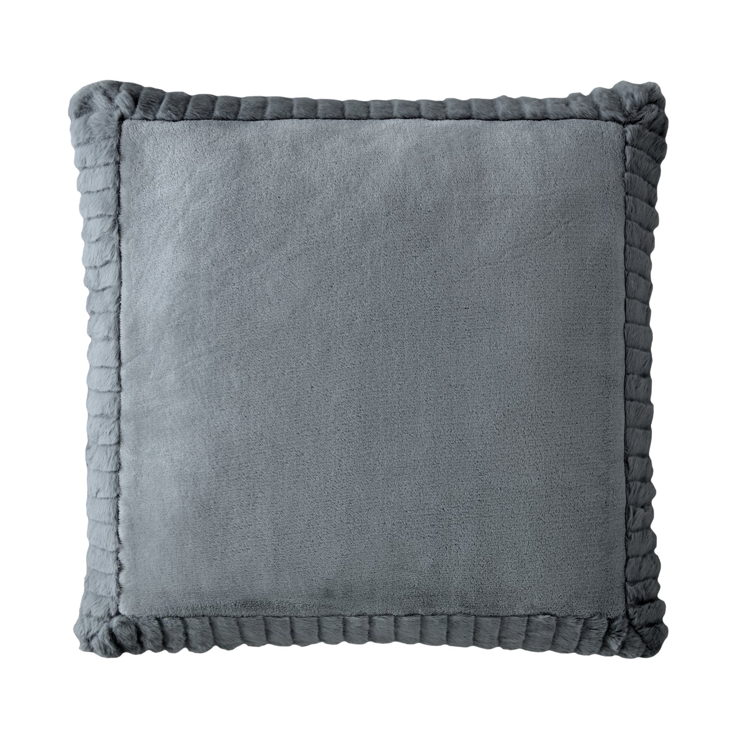 Catherine Lansfield Velvet And Faux Fur Filled Cushion - Charcoal