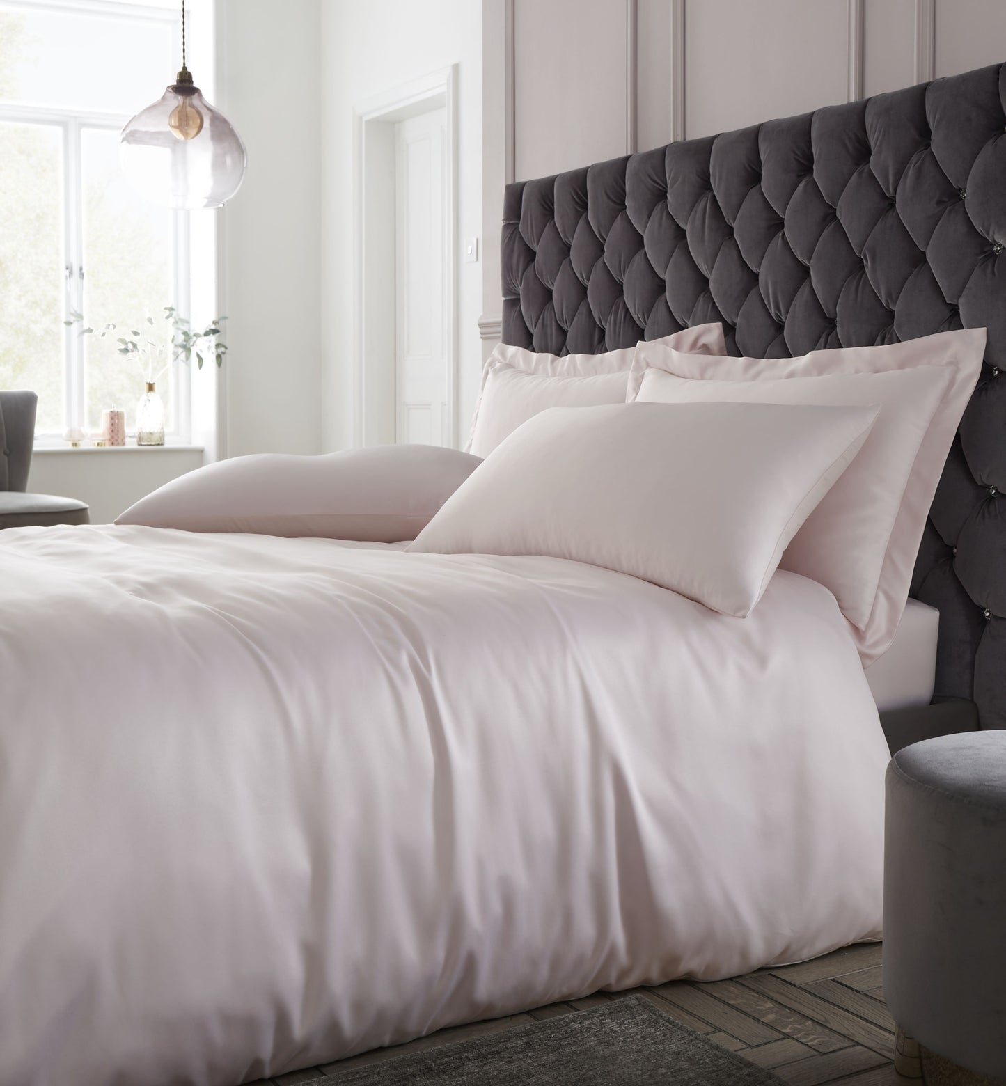 Catherine Lansfield Silky Soft Satin Duvet Cover Set - Blush