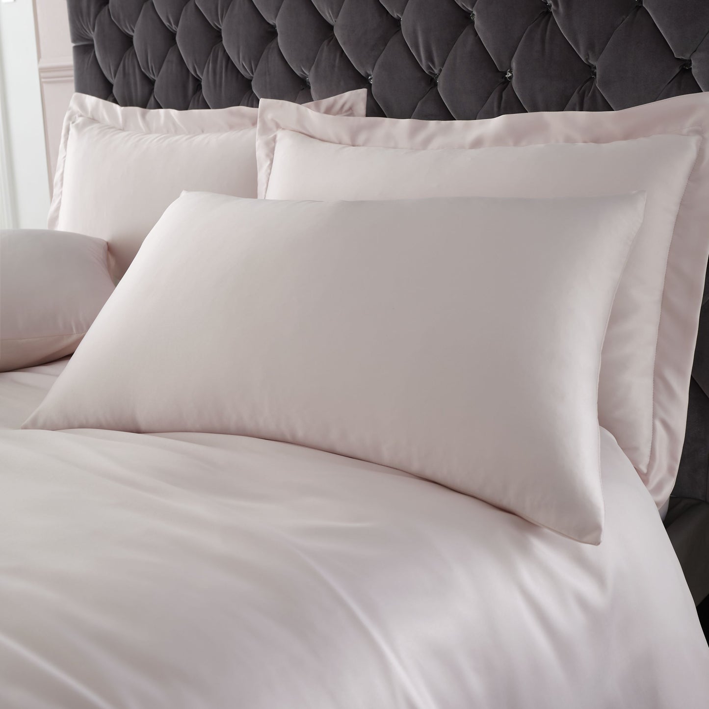 Catherine Lansfield Silky Soft Satin Duvet Cover Set - Blush