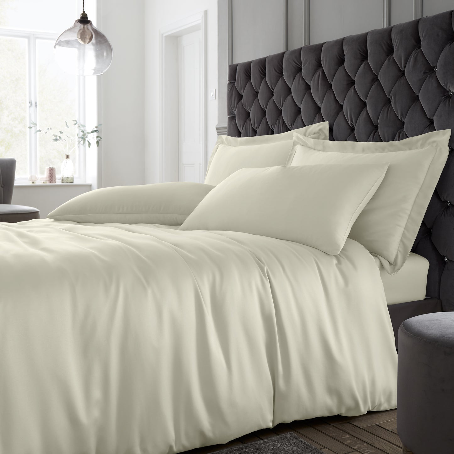 Catherine Lansfield Silky Soft Satin Duvet Cover Set - Champagne