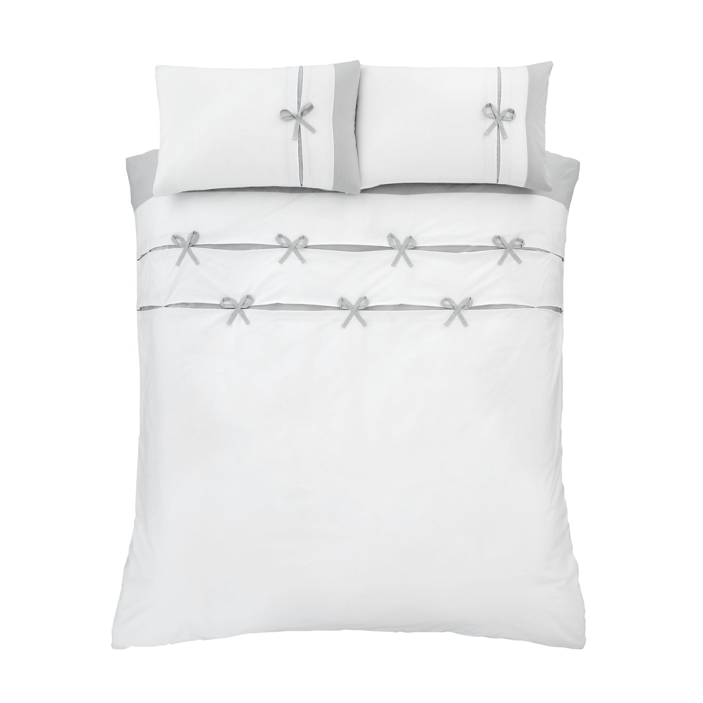 Catherine Lansfield Milo Bow Duvet Cover Set - White