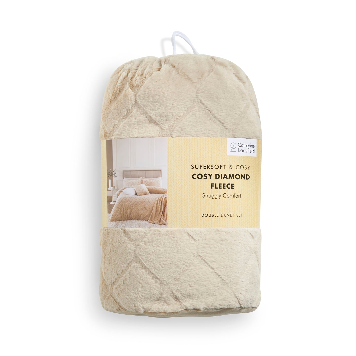 Catherine Lansfield Cosy Diamond Duvet Cover Set - Natural