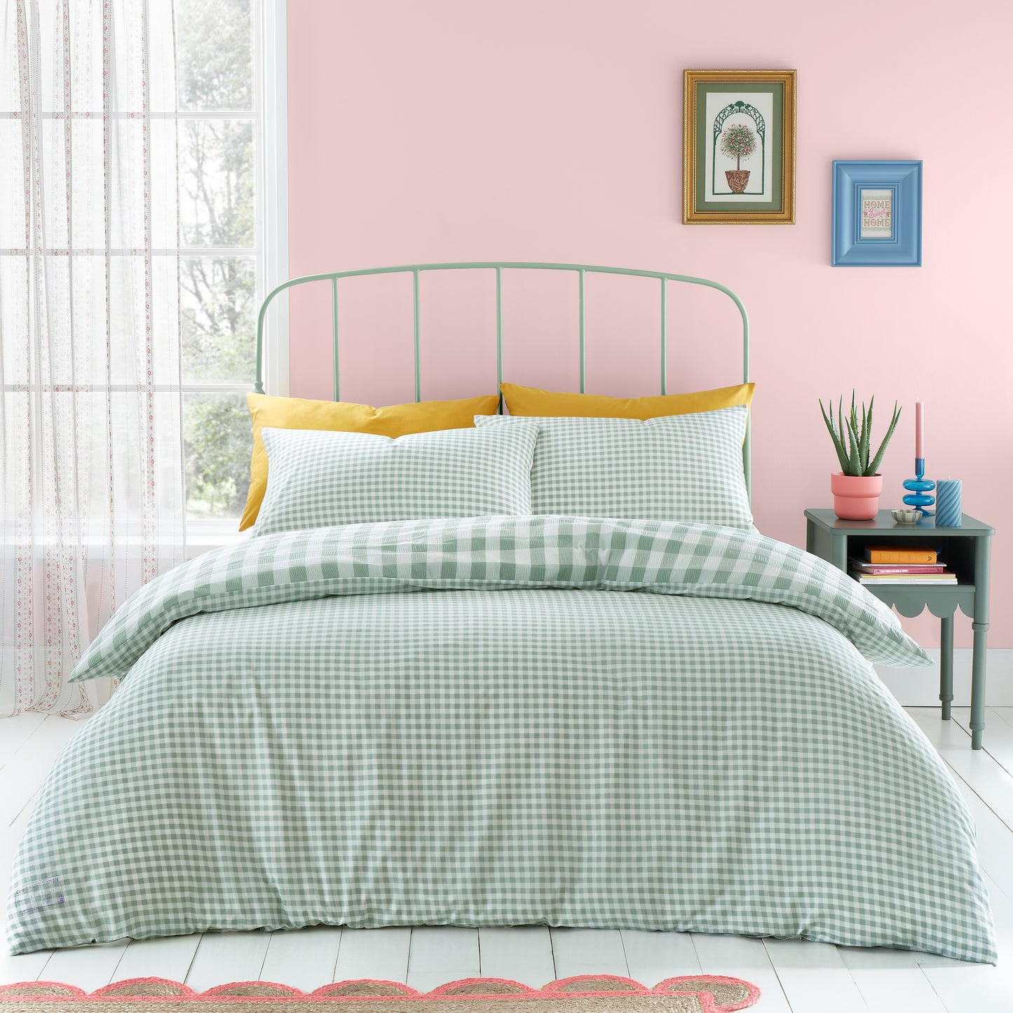 Catherine Lansfield Seersucker Gingham Check Duvet Cover Set