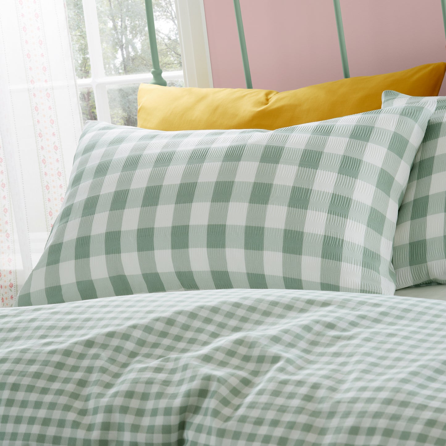 Catherine Lansfield Seersucker Gingham Check Duvet Cover Set
