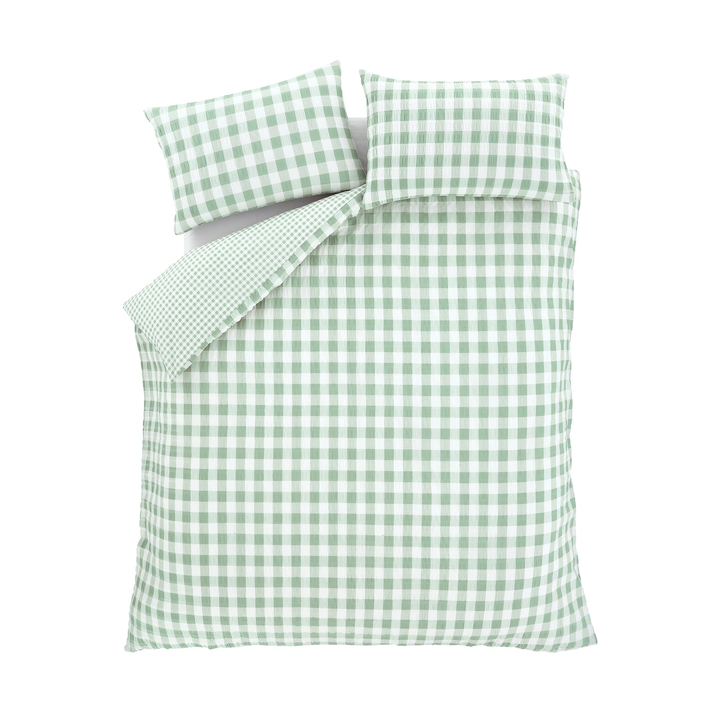 Catherine Lansfield Seersucker Gingham Check Duvet Cover Set