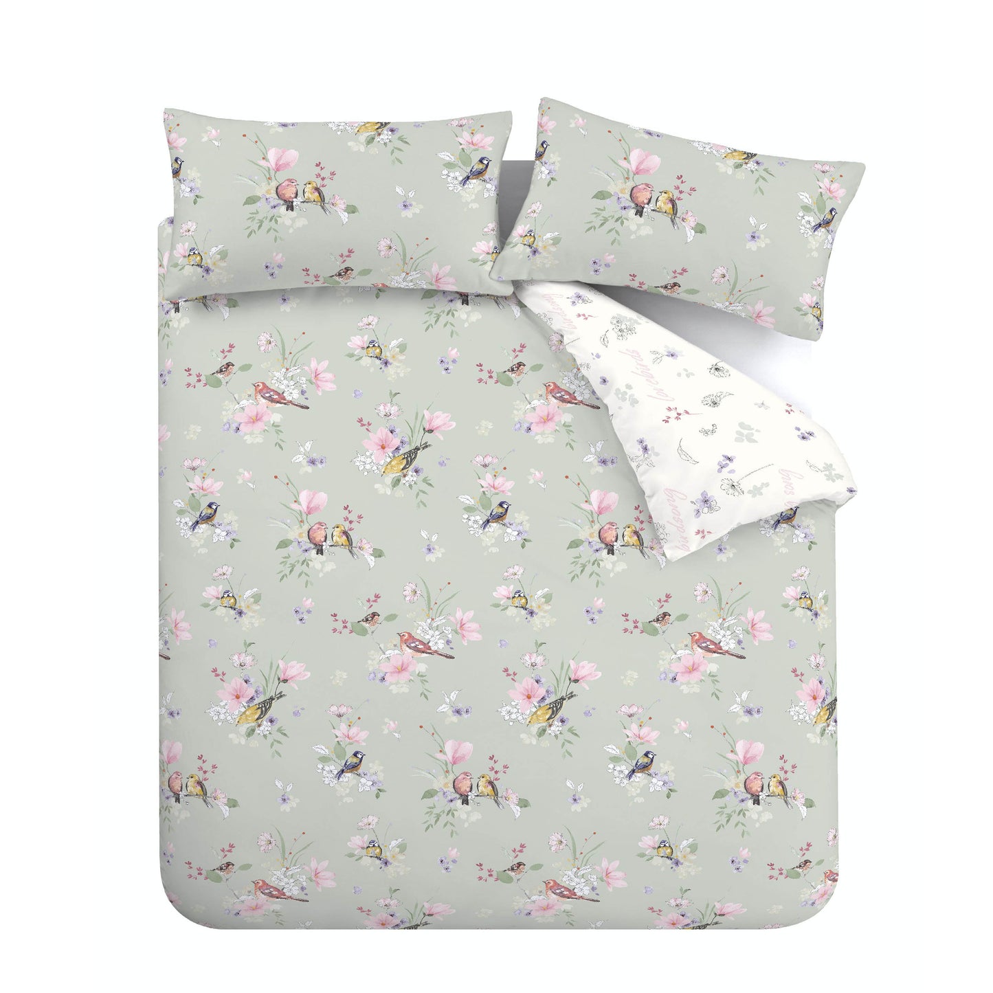 Catherine Lansfield Songbird Duvet Cover Set - Sage