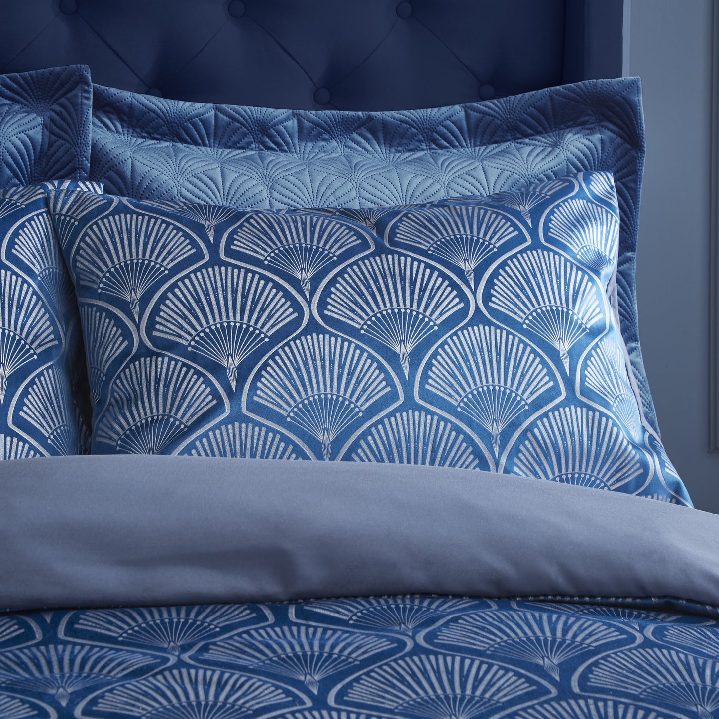 Catherine Lansfield Art Deco Pearl Duvet Cover Set - Navy