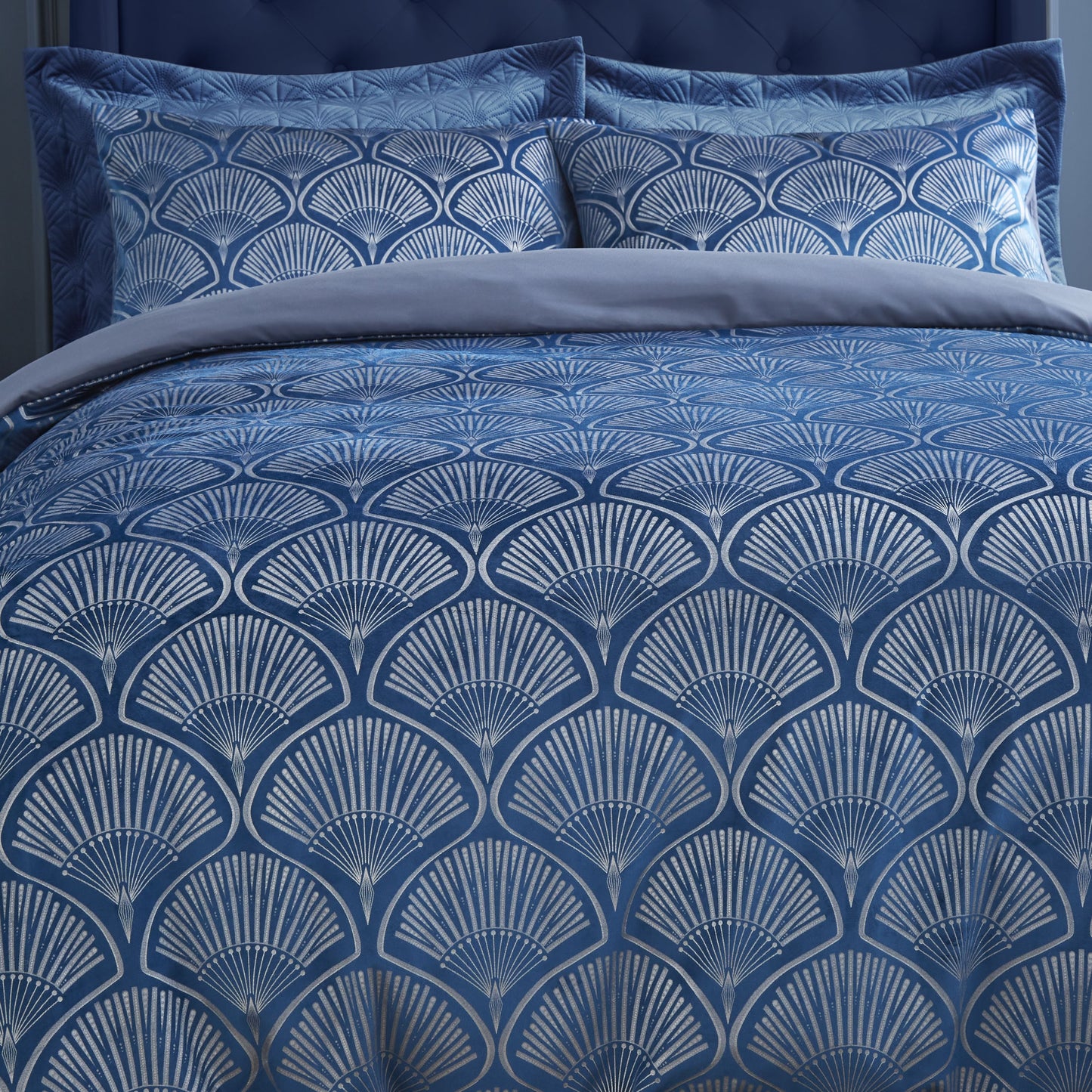 Catherine Lansfield Art Deco Pearl Duvet Cover Set - Navy