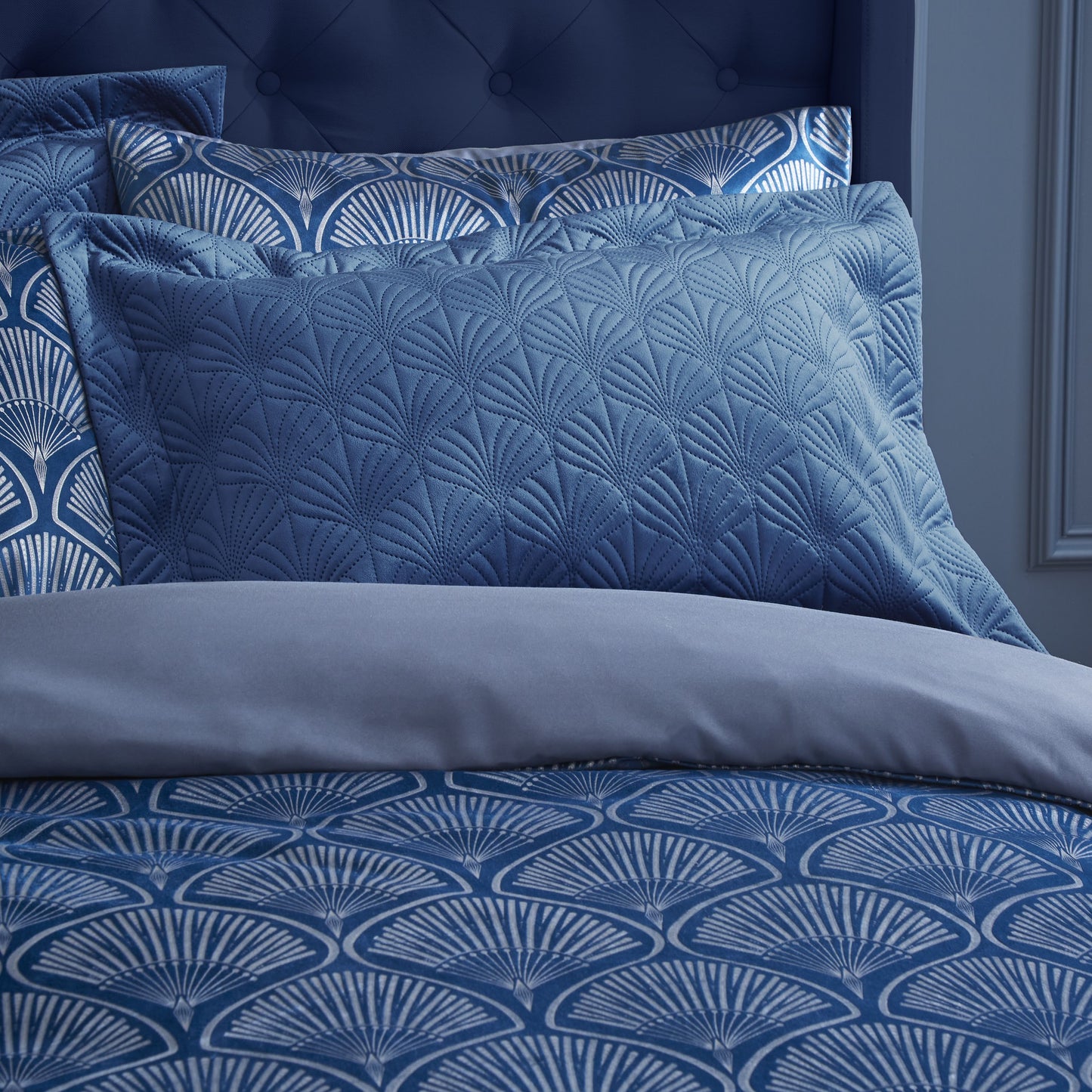Catherine Lansfield Art Deco Pearl Duvet Cover Set - Navy