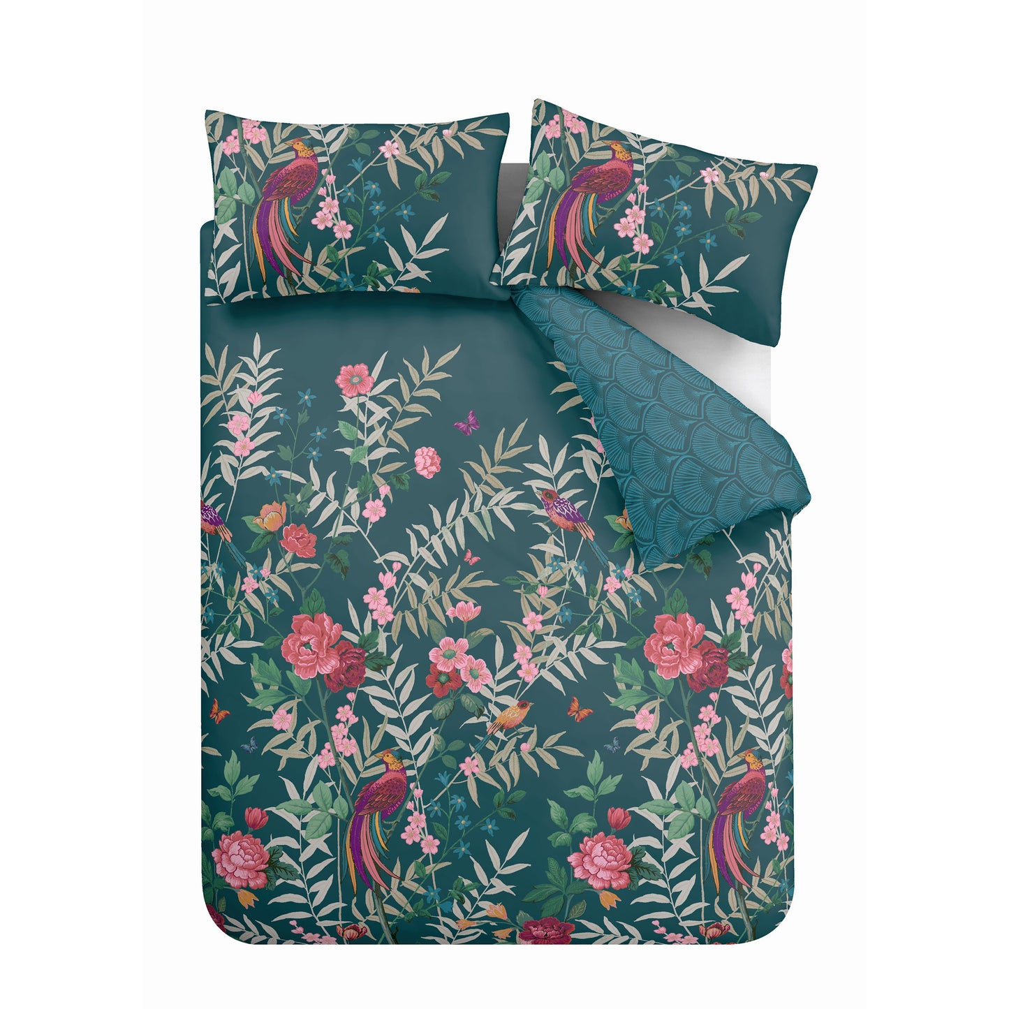 Catherine Lansfield Tropical Floral Birds Duvet Cover Set