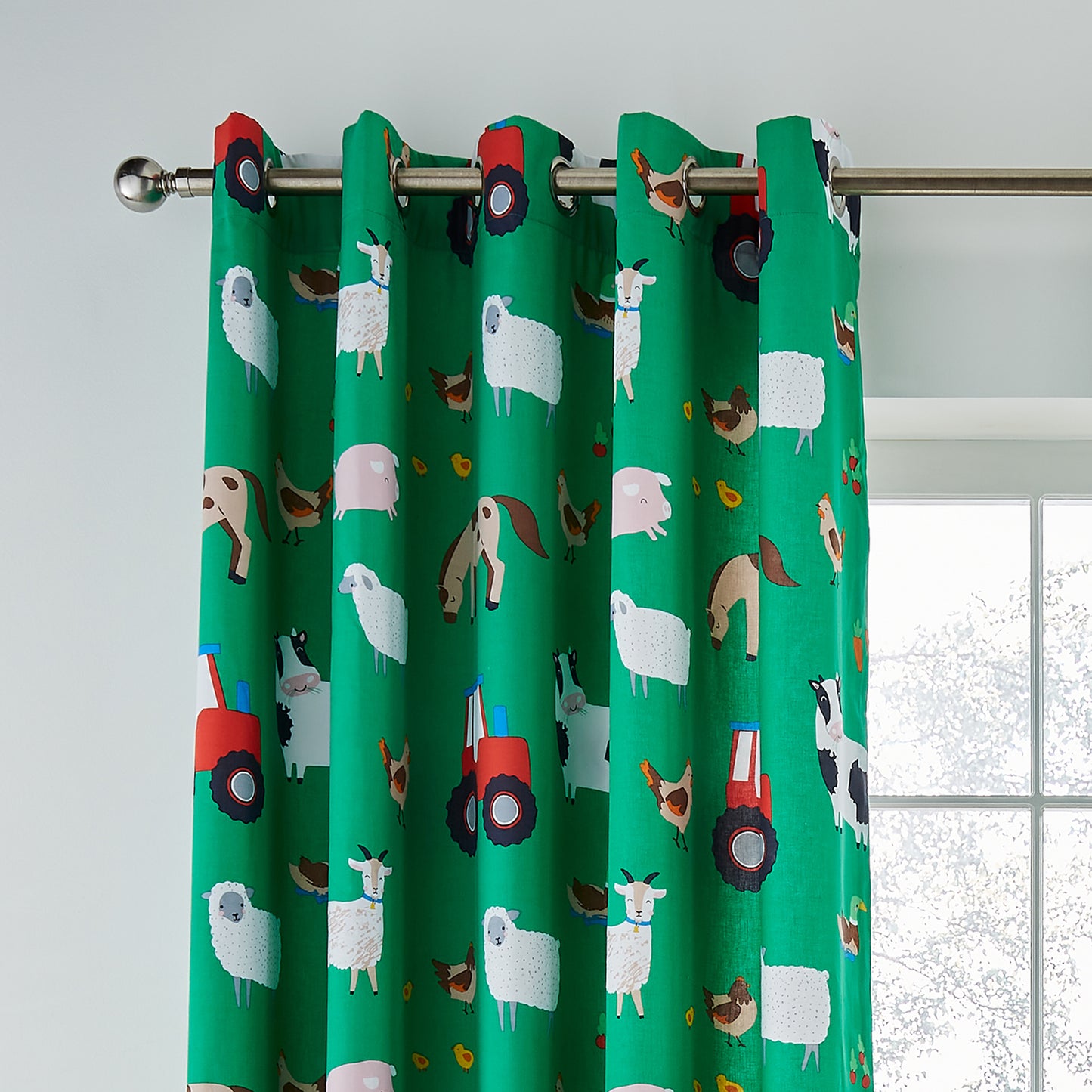 Catherine Lansfield Farmyard Animals Eyelet Curtains