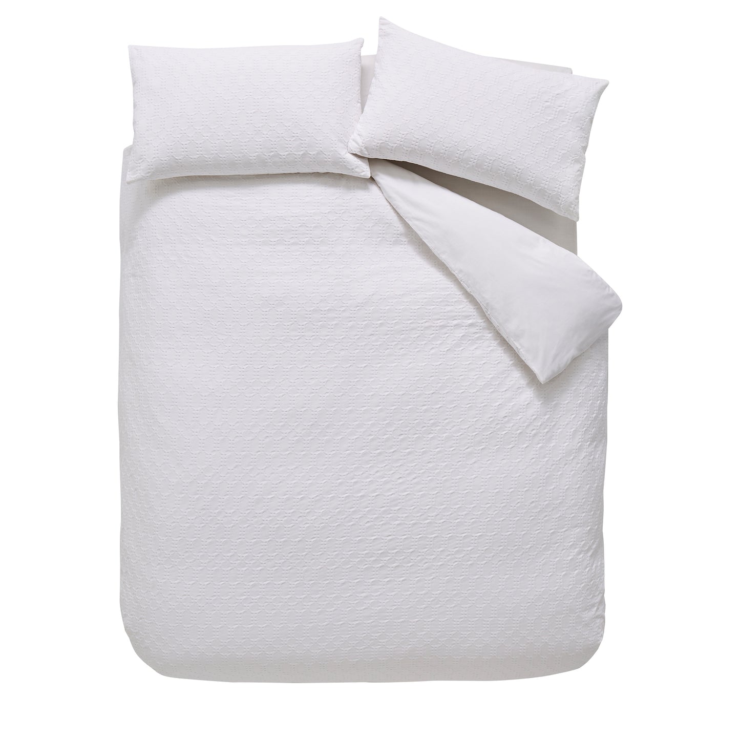 Bianca Waffle Cotton Circle Duvet Cover Set - White