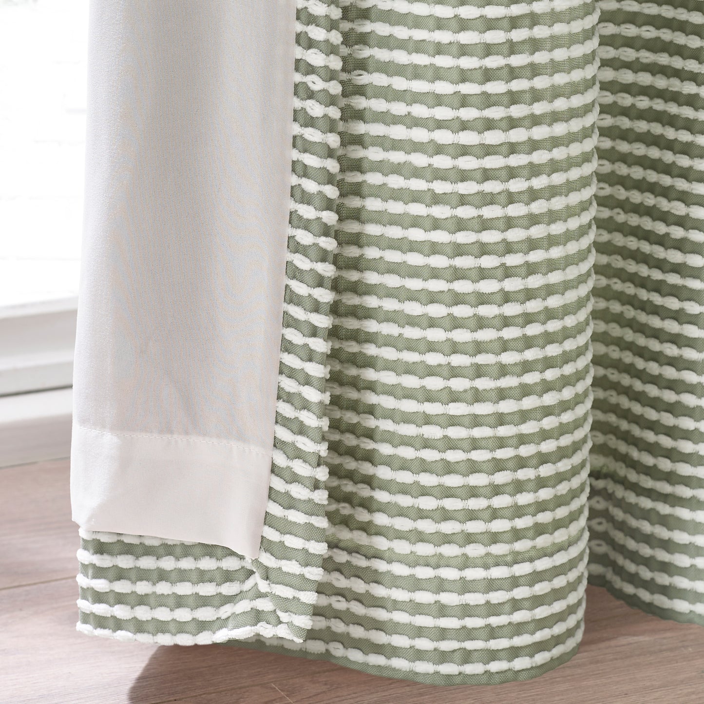 Catherine Lansfield Stab Stich Eyelet Curtains - Sage