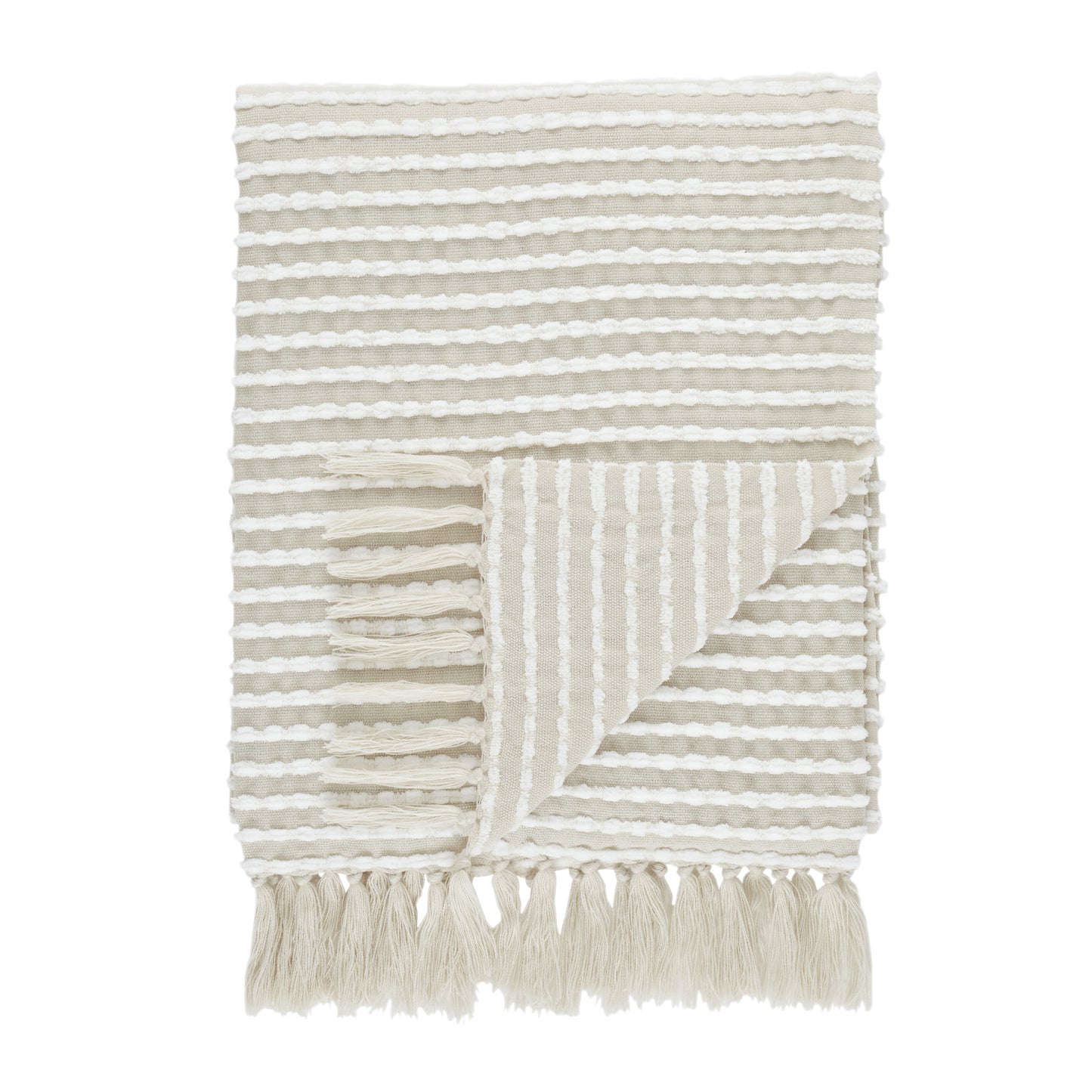 Catherine Lansfield Stab Stitch Throw - Natural
