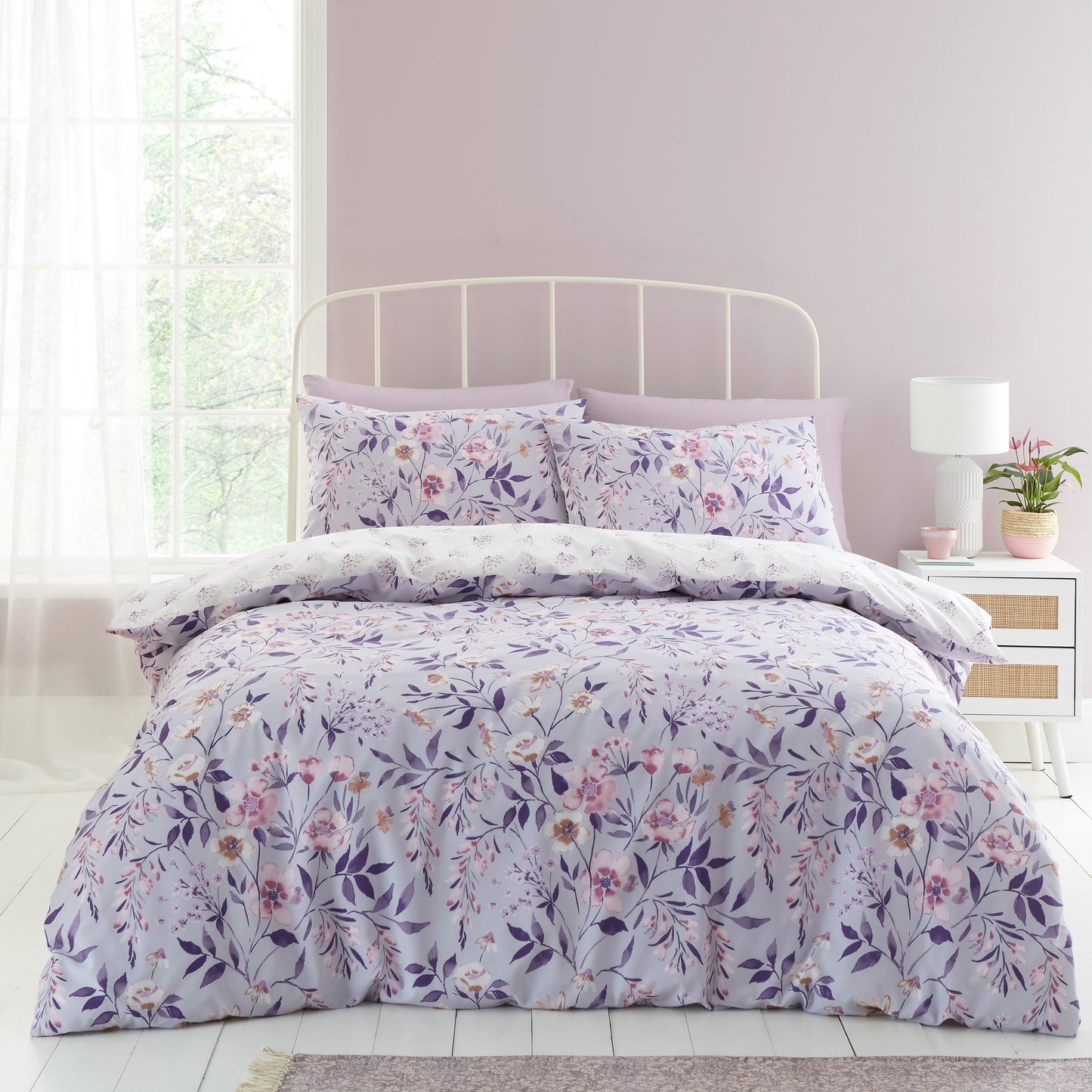 Catherine Lansfield Isadora Floral Duvet Cover Set - Lilac