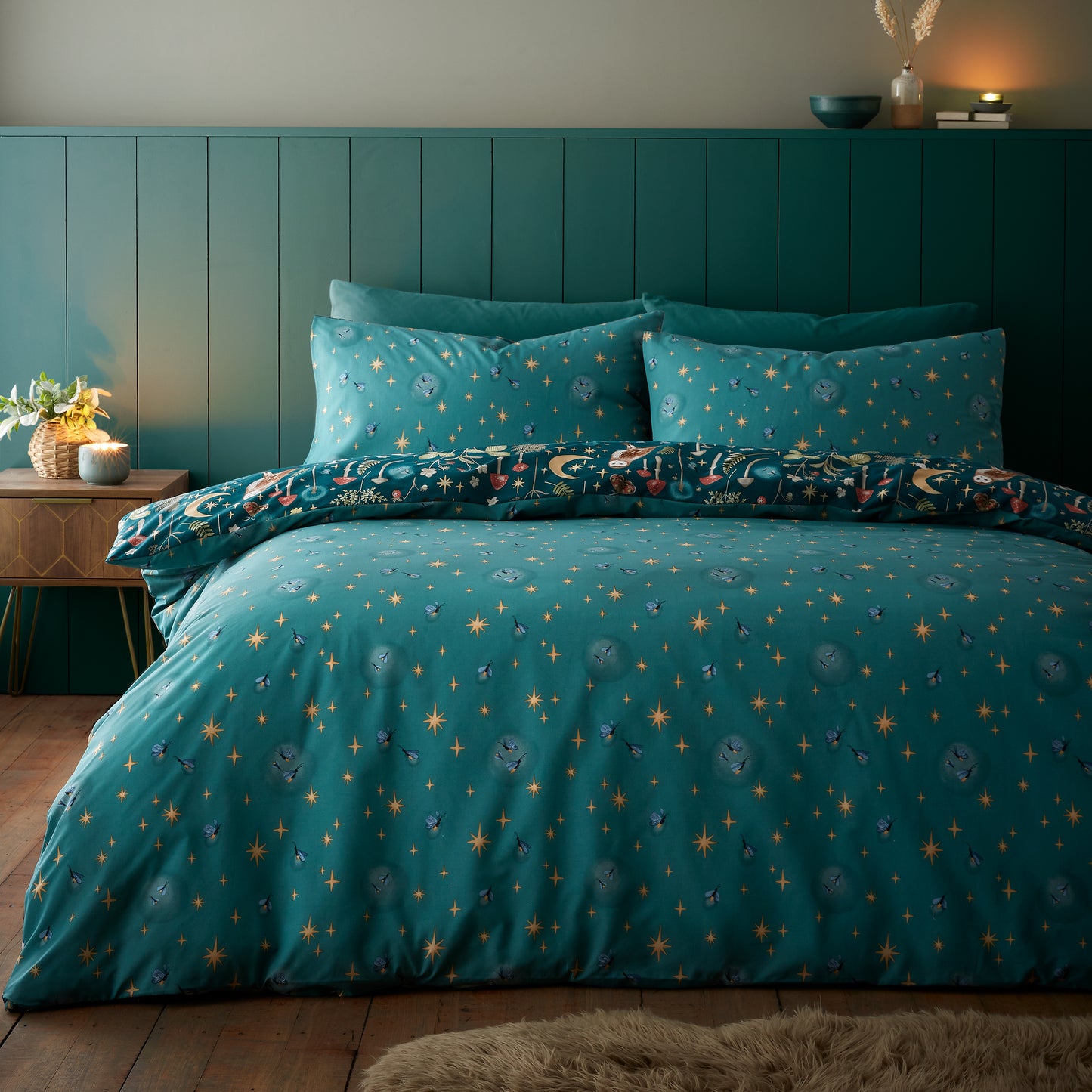 Catherine Lansfield Enchanted Twilight Duvet Cover Set - Forest Green