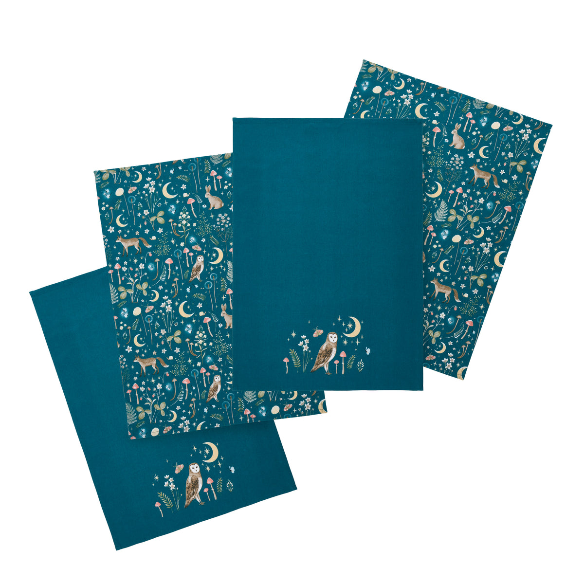Catherine Lansfield Enchanted Twilight Tea Towels (Pack of 4) - Green