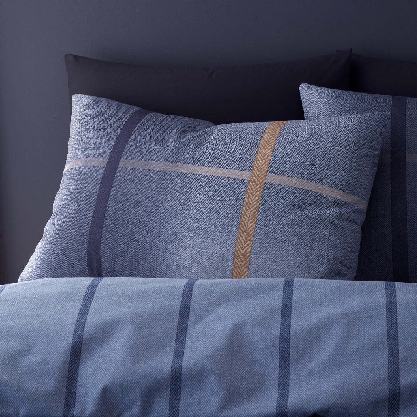 Catherine Lansfield Brushed Melrose Tweed Check Duvet Cover Set - Blue