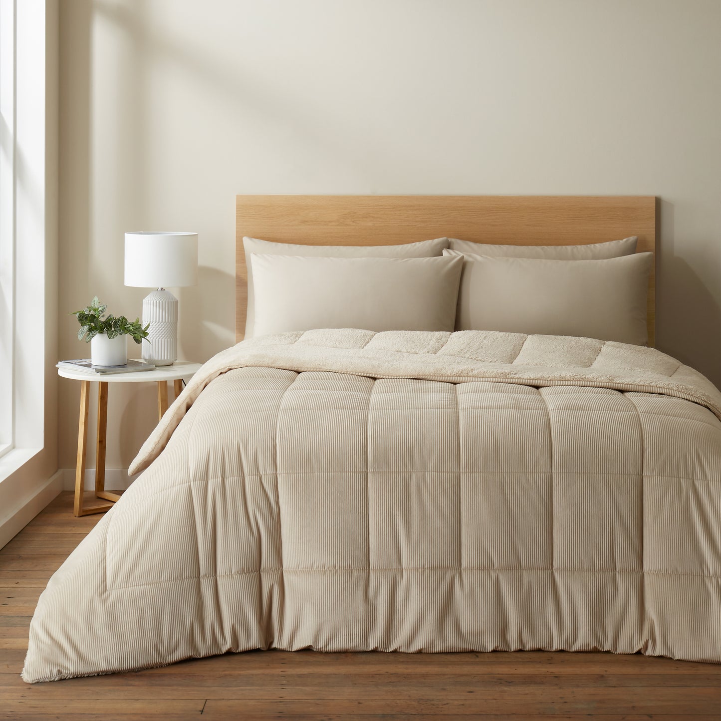 Catherine Lansfield Cosy Cord Coverless Duvet Comforter - Natural