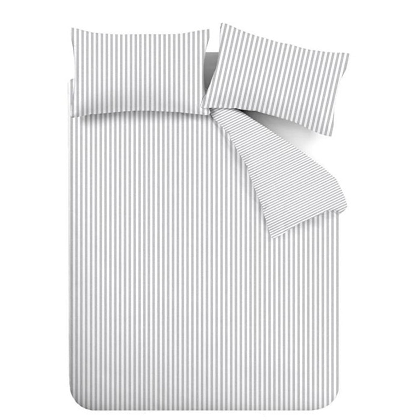 Catherine Lansfield Brushed Stripe Duvet Cover Set - Silver