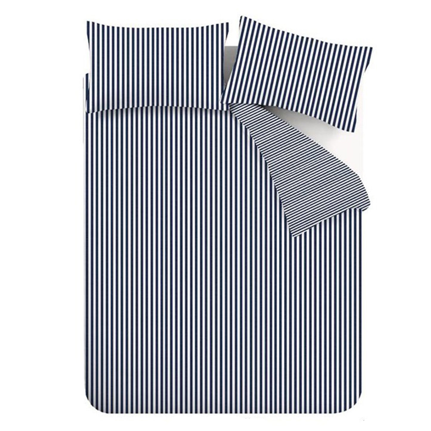 Catherine Lansfield Brushed Stripe Duvet Cover Set - Navy