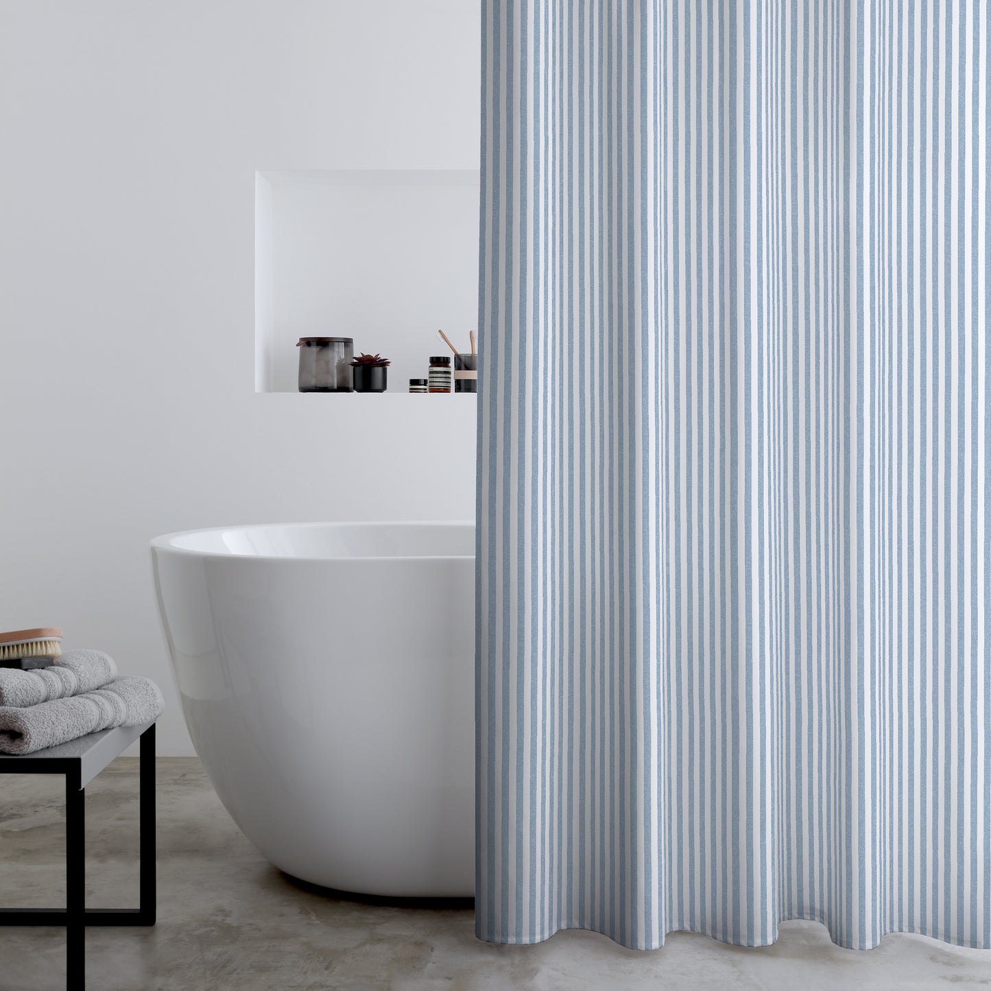 Catherine Lansfield Timeless Stripe Shower Curtain - Blue