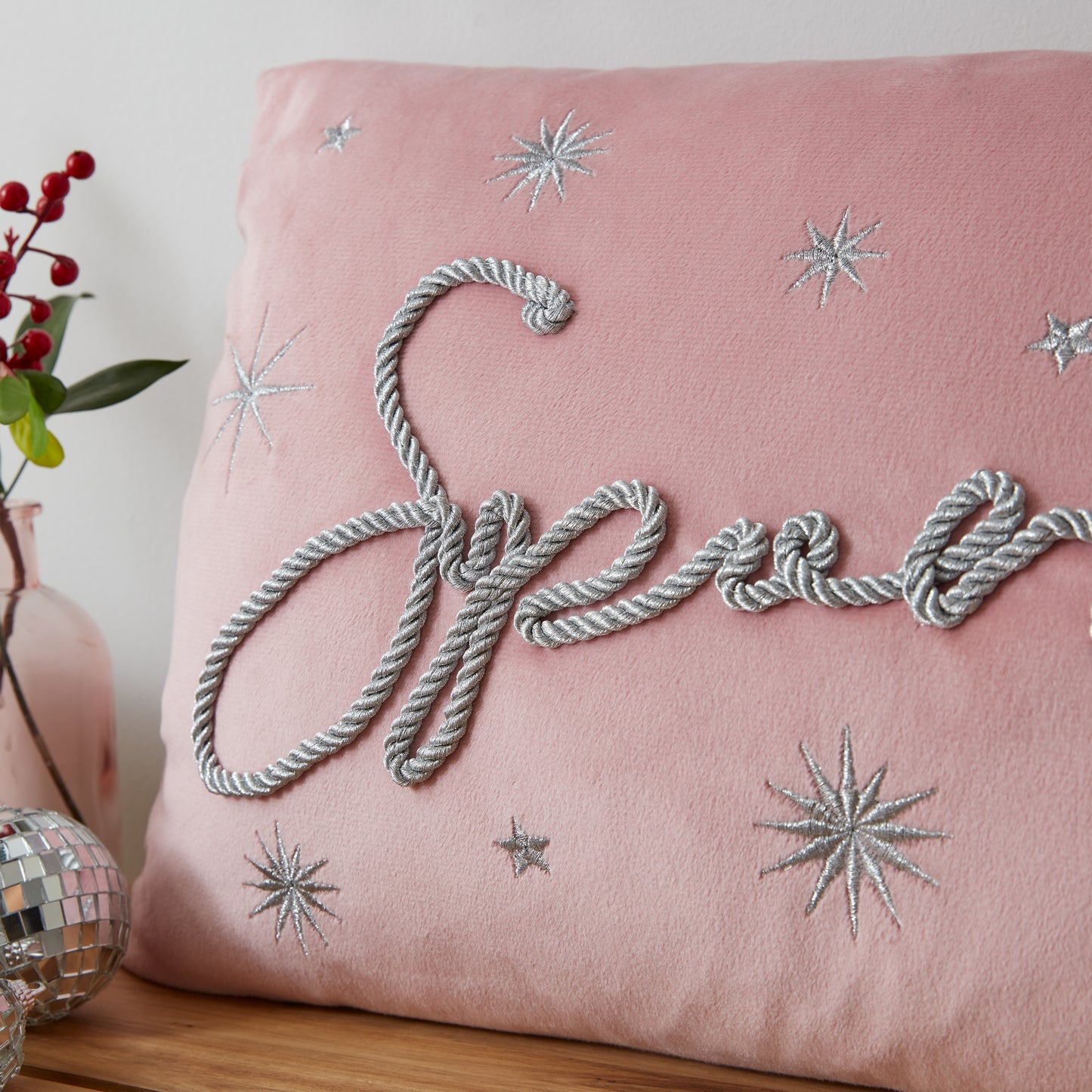 Catherine Lansfield Sparkle Filled Cushion - Pink