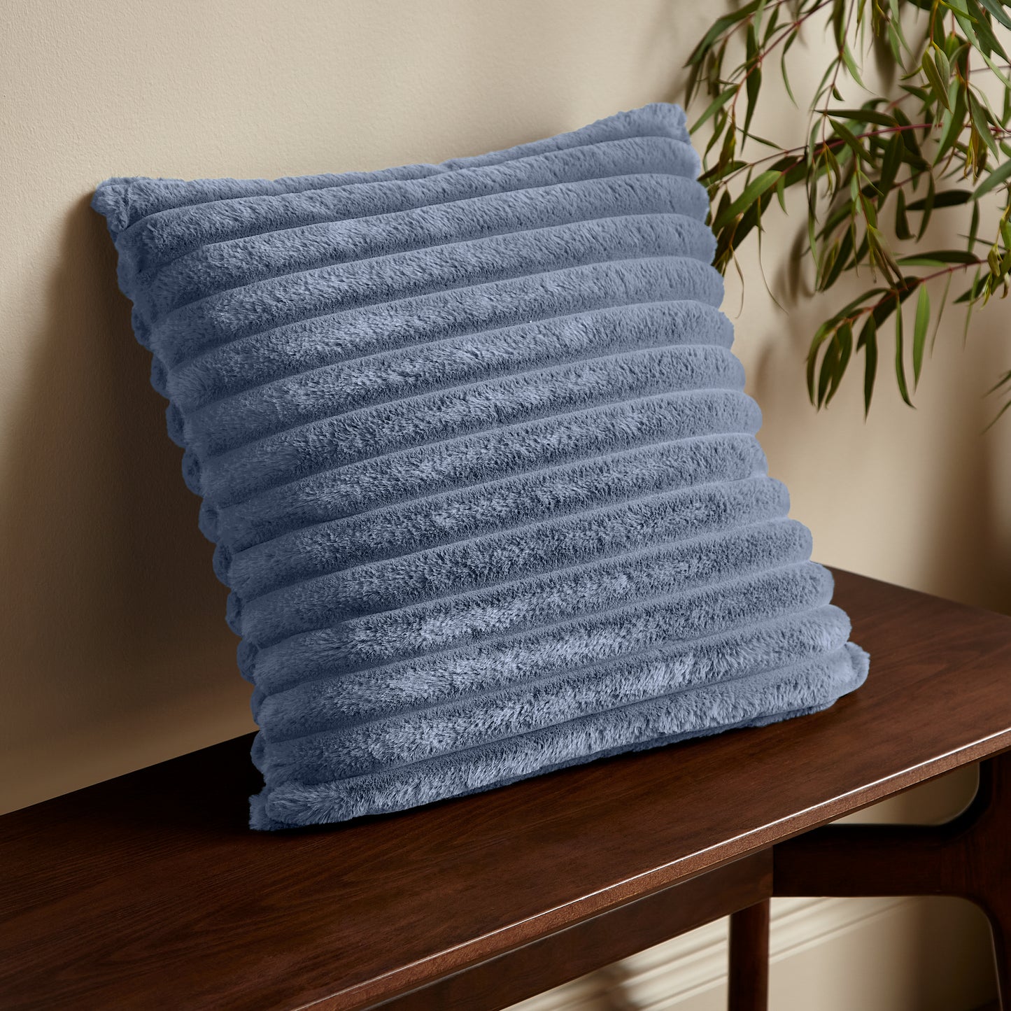 Catherine Lansfield Cosy Ribbed Filled Cushion - Blue