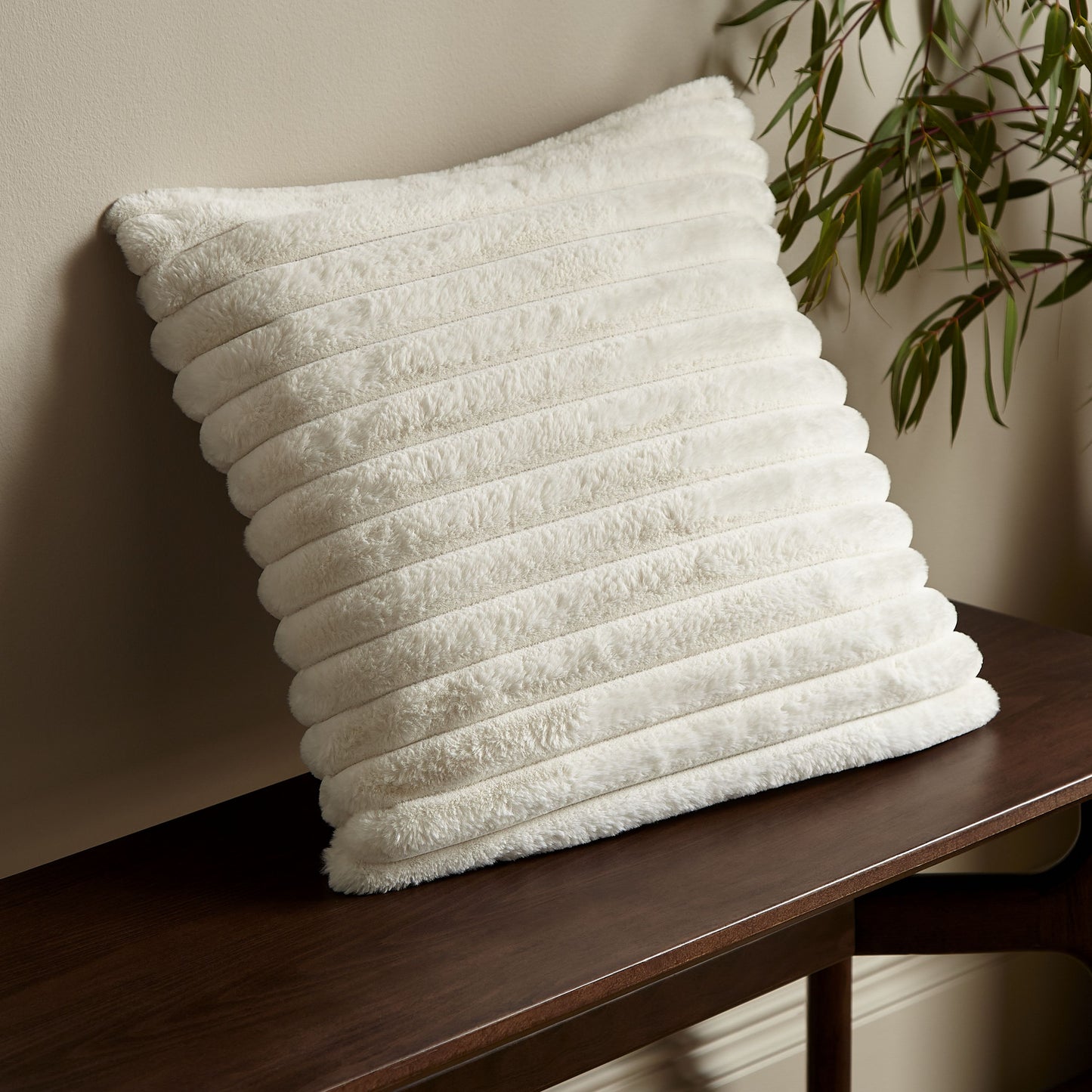 Catherine Lansfield Cosy Ribbed Filled Cushion - Cream