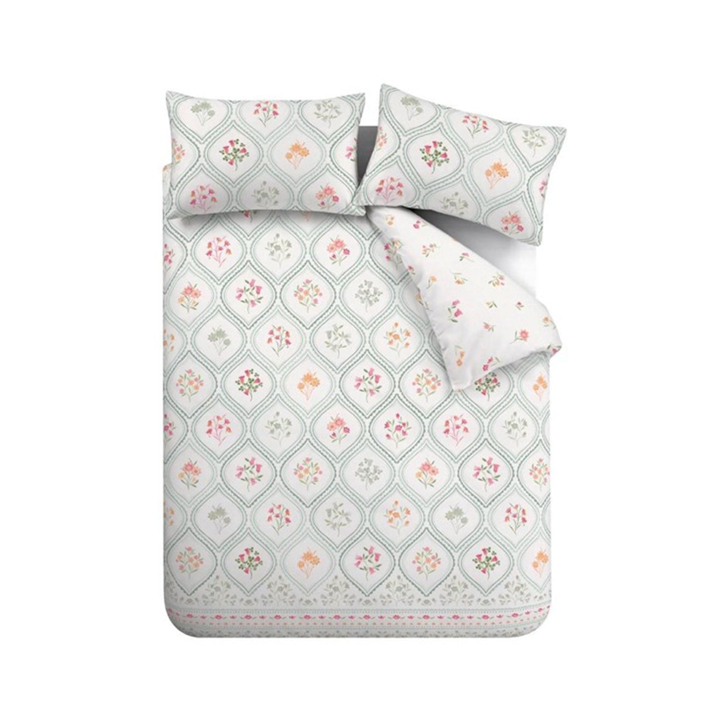 Catherine Lansfield Cameo Floral Duvet Cover Set - Soft Green
