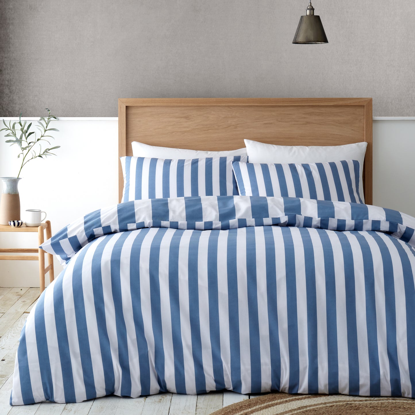 Catherine Lansfield Cove Stripe Duvet Cover Set - Blue