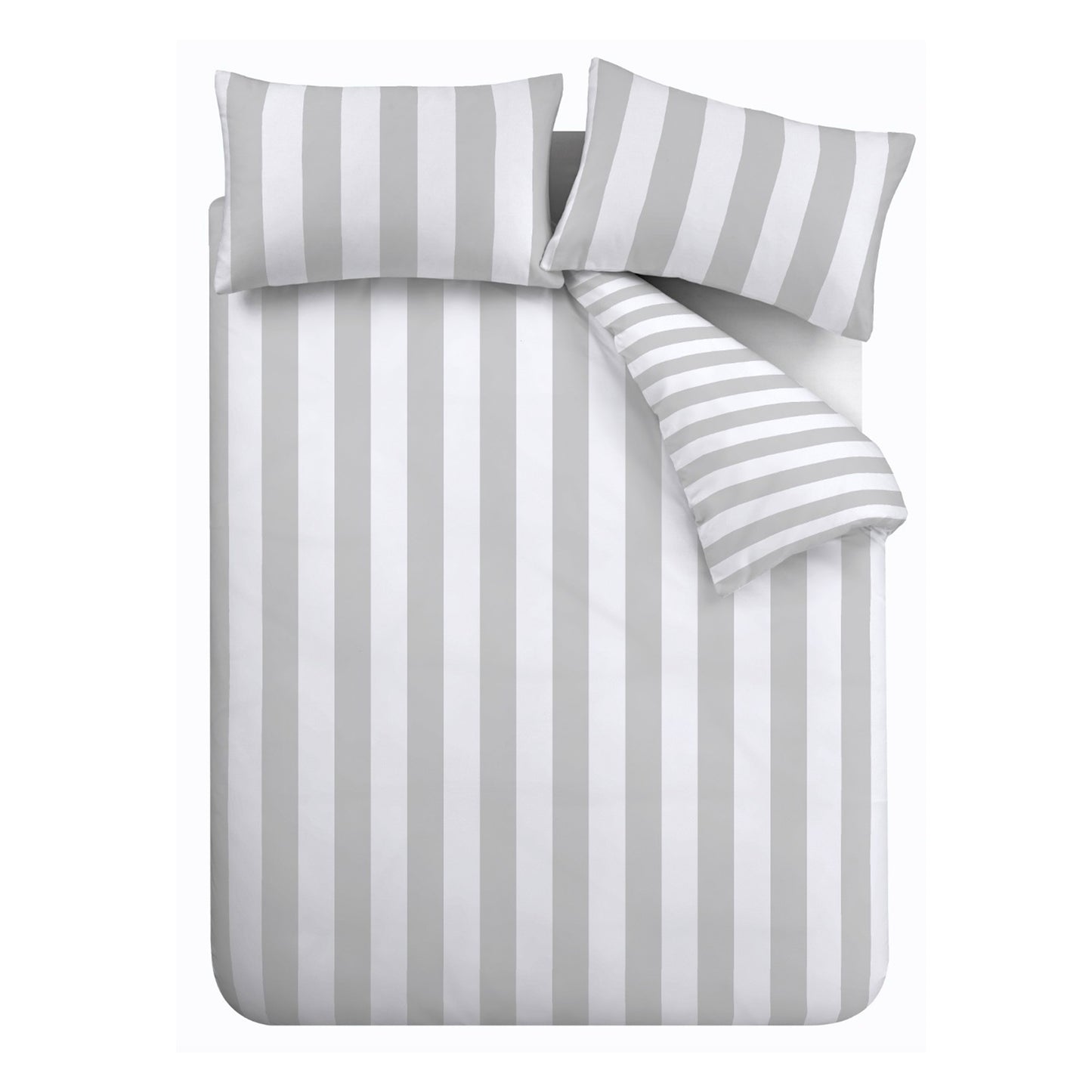 Catherine Lansfield Cove Stripe Duvet Cover Set - Silver