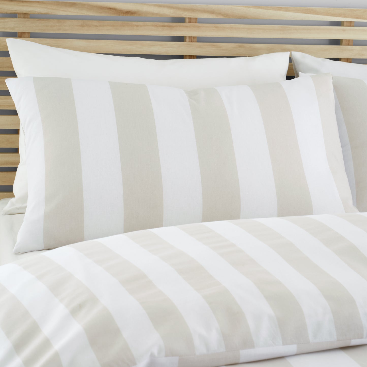 Catherine Lansfield Cove Stripe Duvet Cover Set - Natural