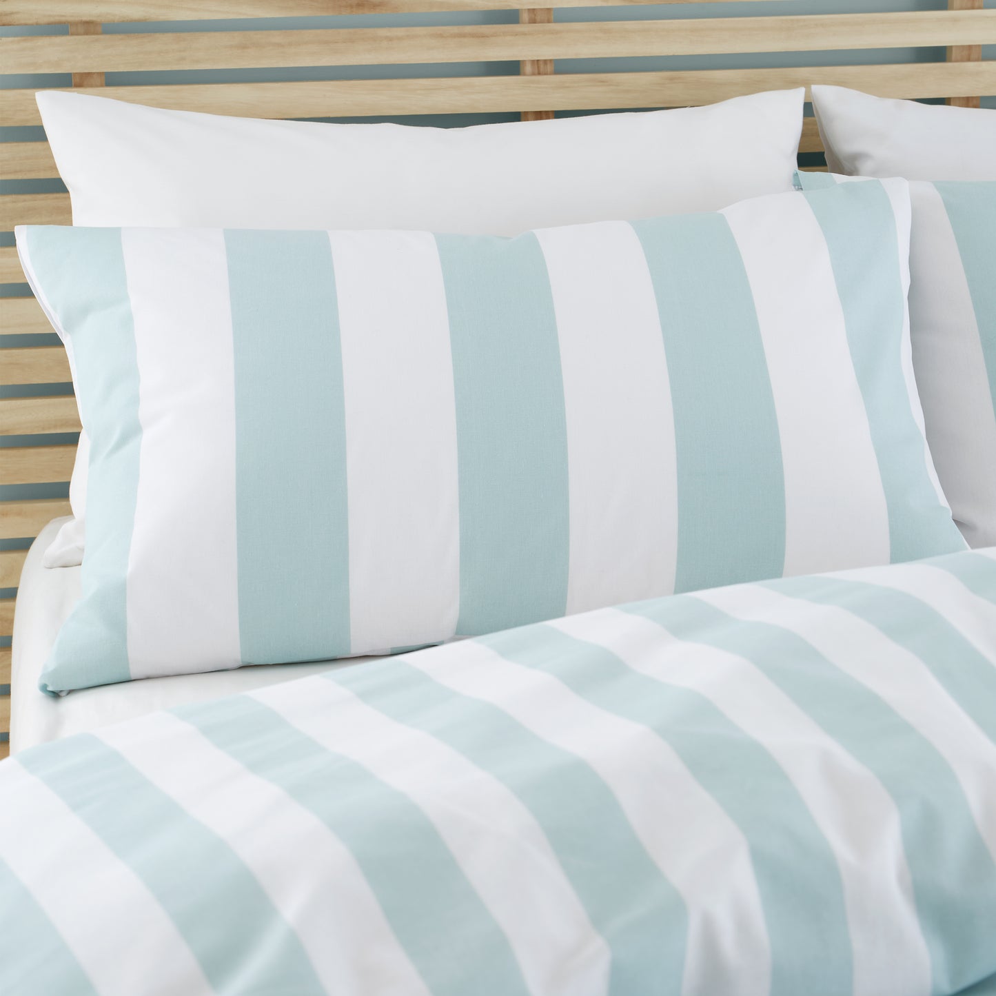 Catherine Lansfield Cove Stripe Duvet Cover Set - Seafoam Blue