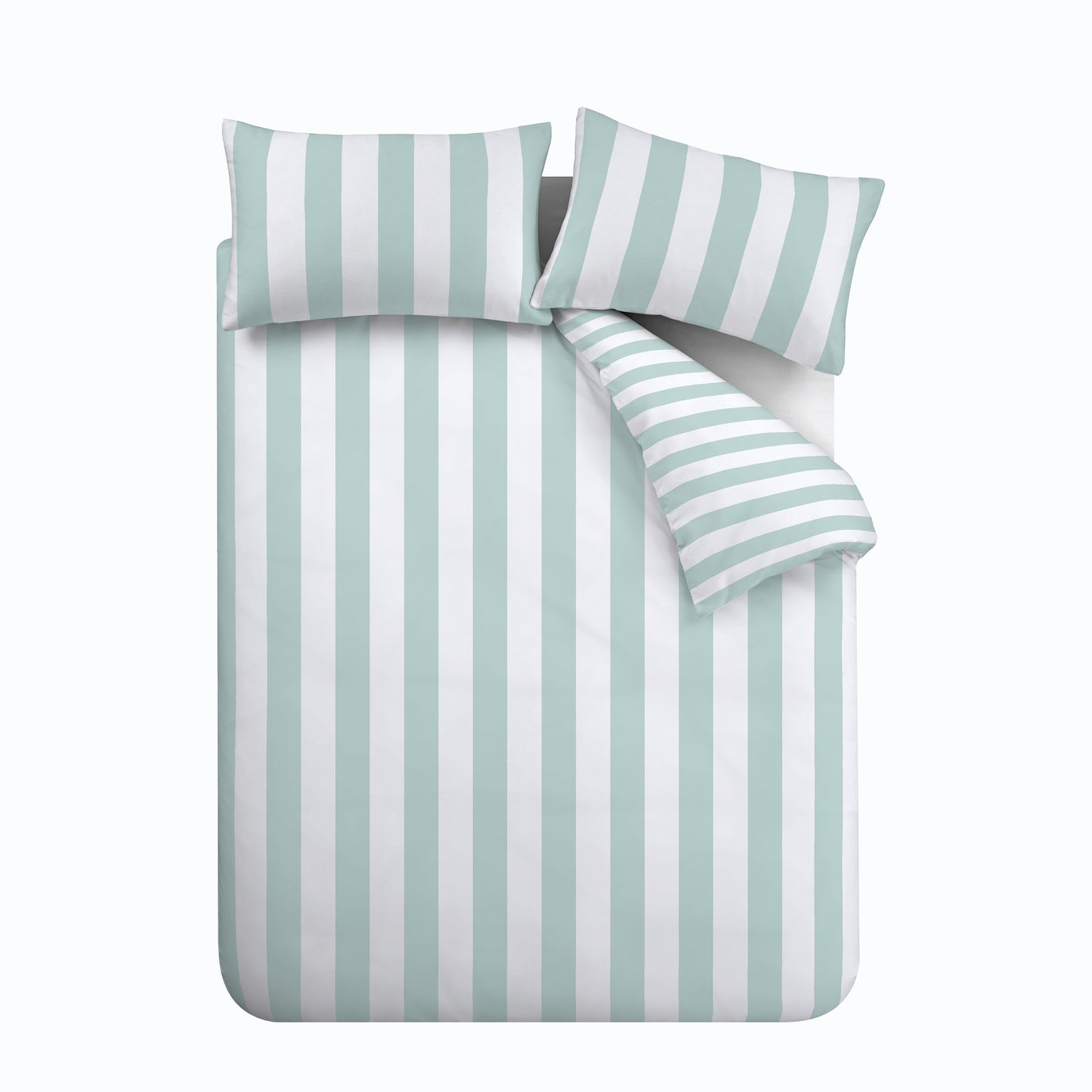 Catherine Lansfield Cove Stripe Duvet Cover Set - Seafoam Blue
