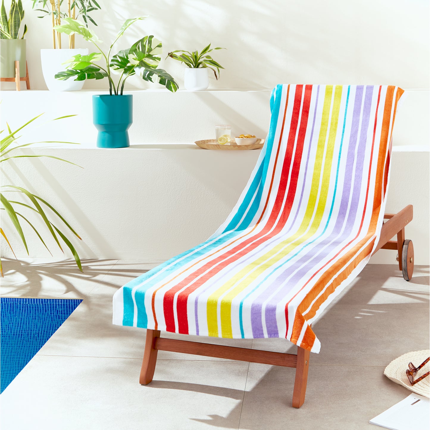 Catherine Lansfield Rainbow Stripe Lounger Beach Towel