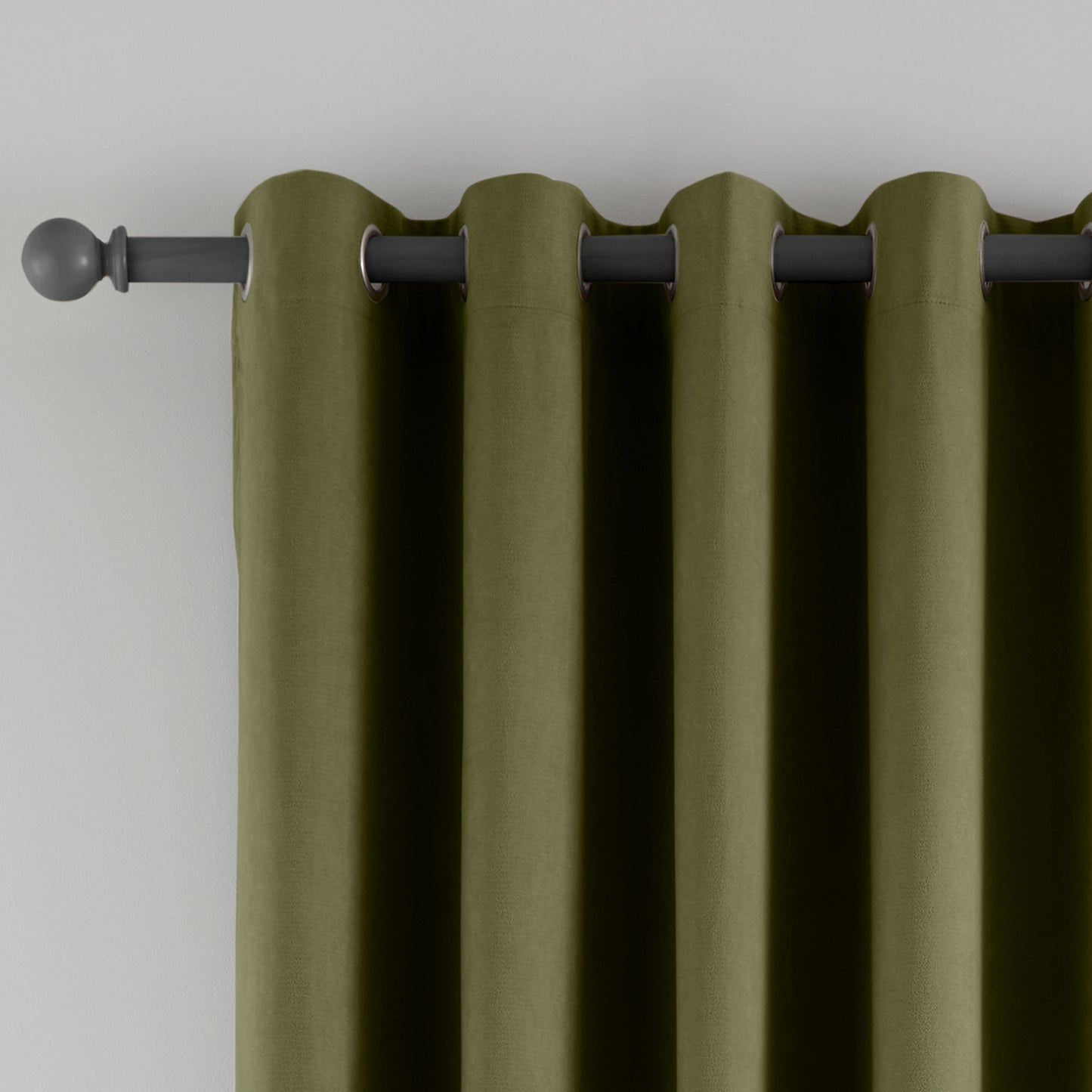 Catherine Lansfield Wilson Velvet Blackout Thermal Eyelet Door Panel Curtain - Olive