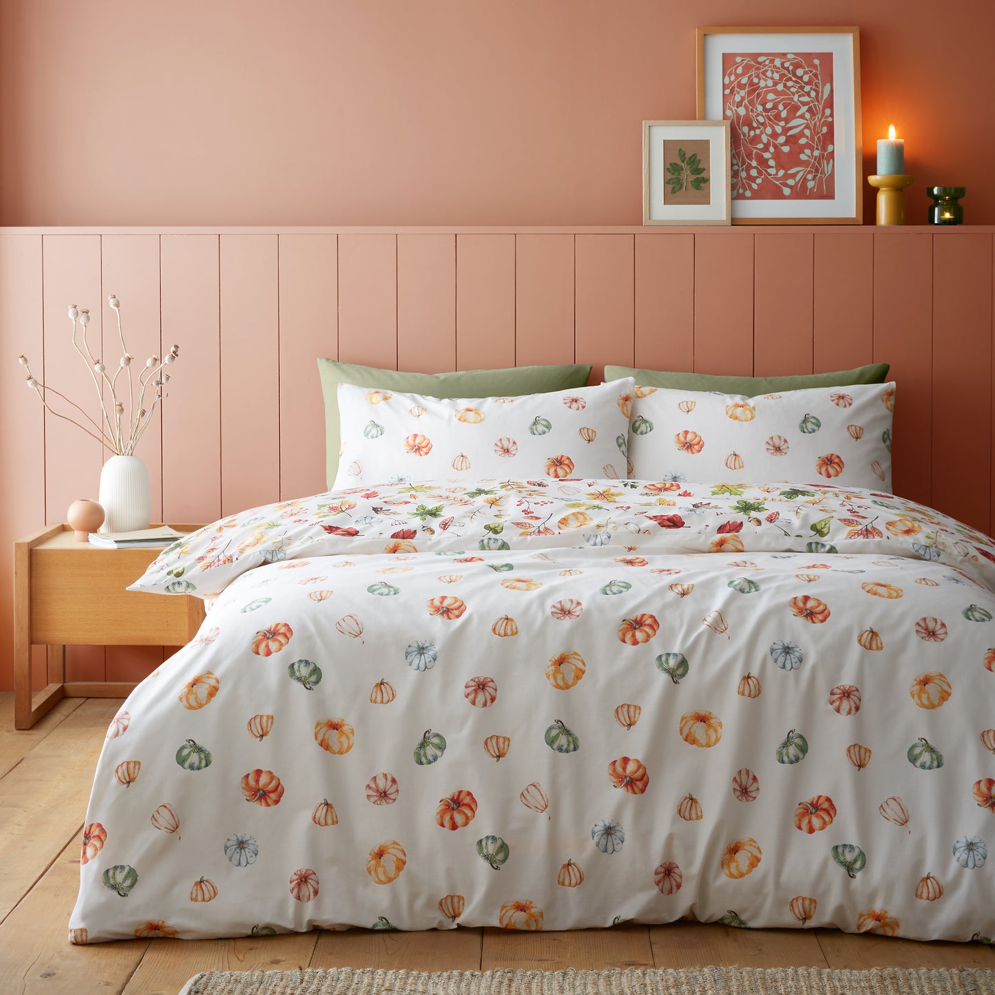 Catherine Lansfield Autumn Pumpkins Duvet Cover Set - Orange