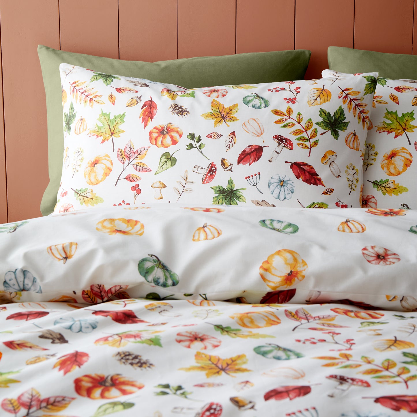 Catherine Lansfield Autumn Pumpkins Duvet Cover Set - Orange