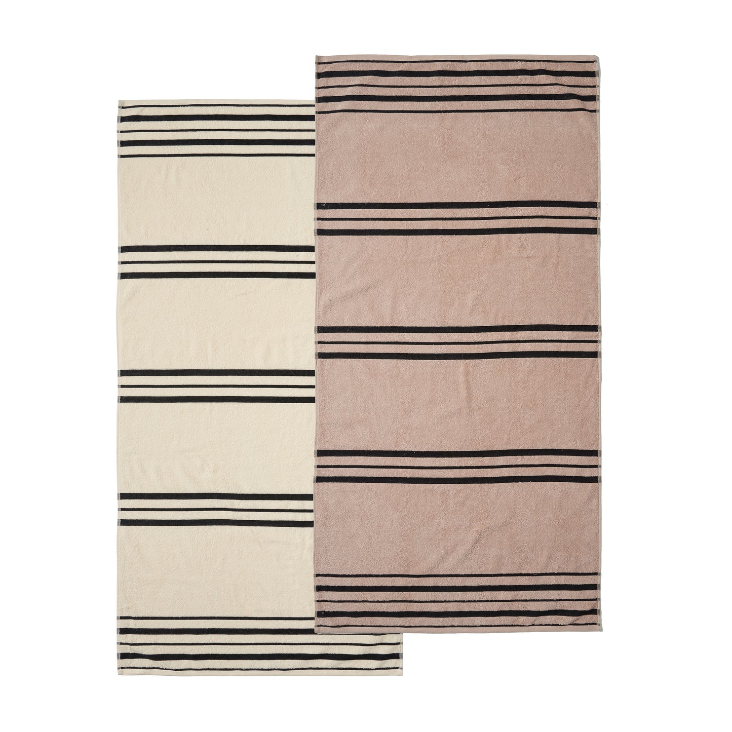 Catherine Lansfield Banded Stripe Cream & Natural Beach Towels (Twin pack)