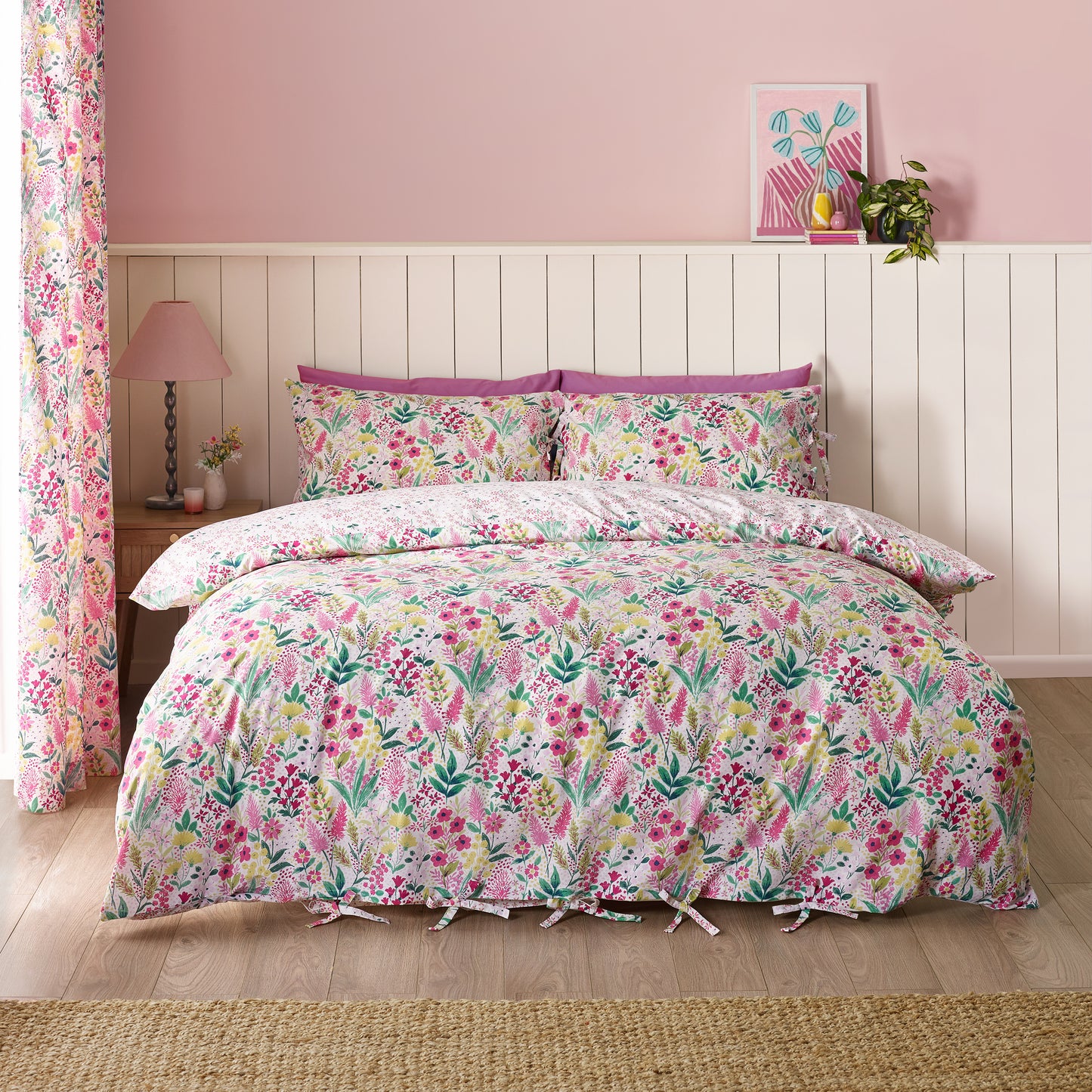 Catherine Lansfield Tilly Floral Duvet Cover Set - Pink