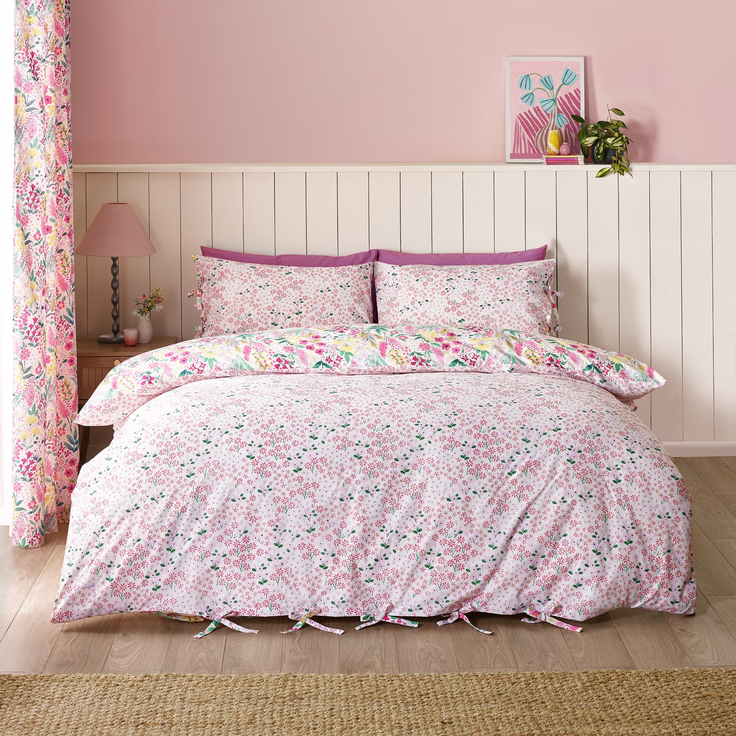 Catherine Lansfield Tilly Floral Duvet Cover Set - Pink