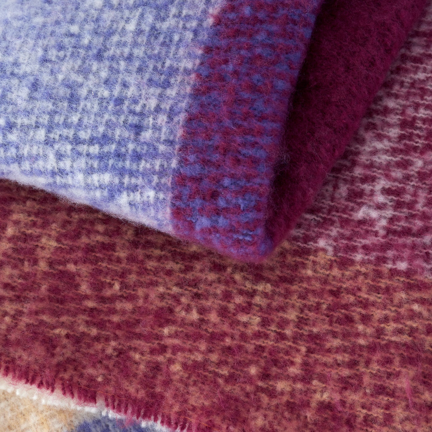 Catherine Lansfield Faux Mohair Check Throw - Plum