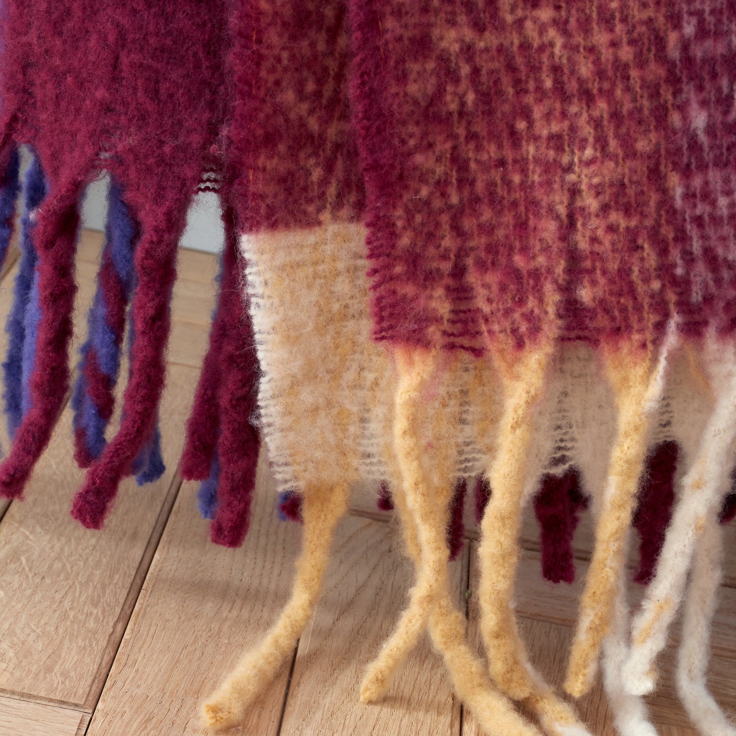 Catherine Lansfield Faux Mohair Check Throw - Plum