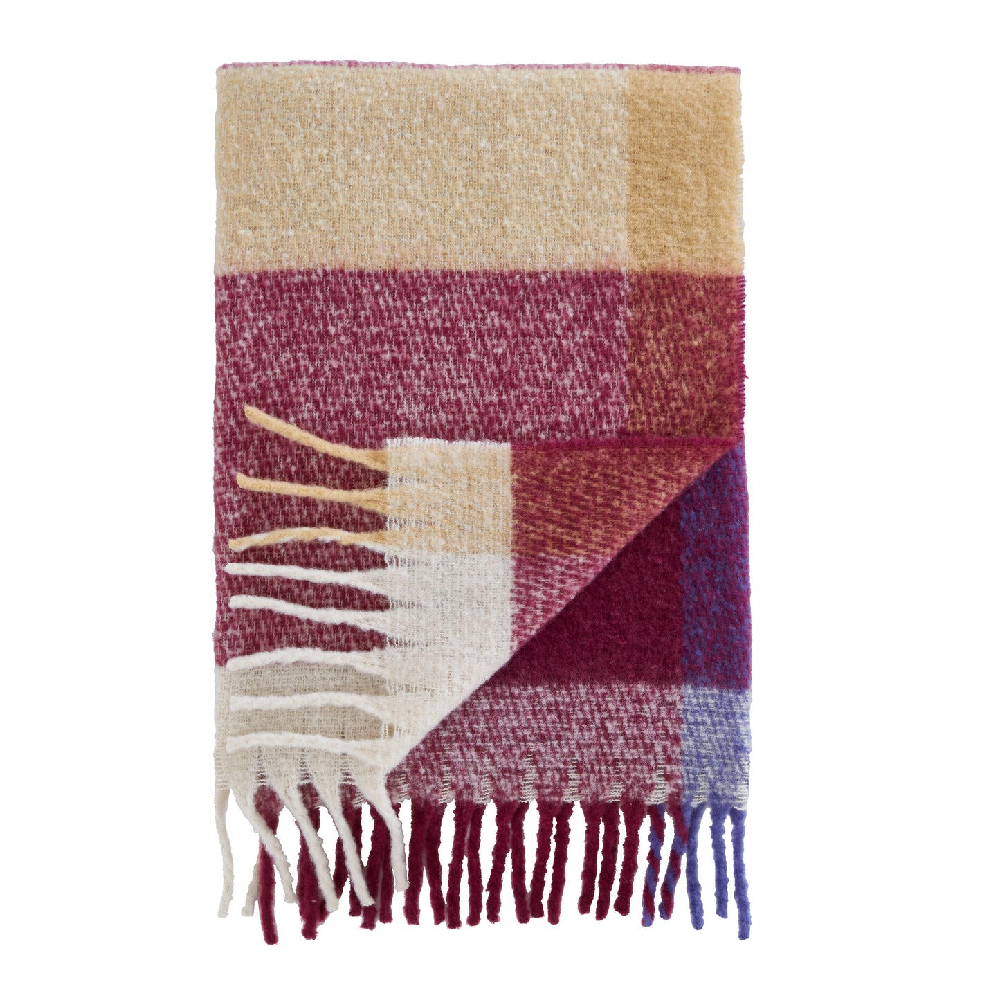 Catherine Lansfield Faux Mohair Check Throw - Plum