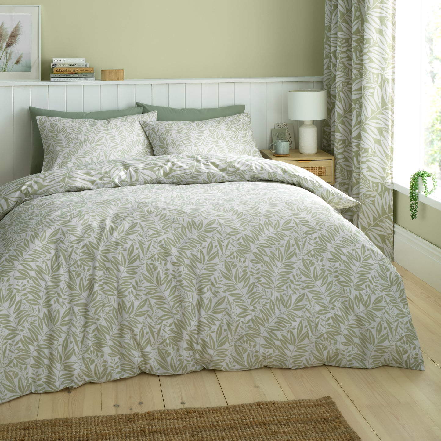 Catherine Lansfield Sorrel Leaf Duvet Cover Set - Green