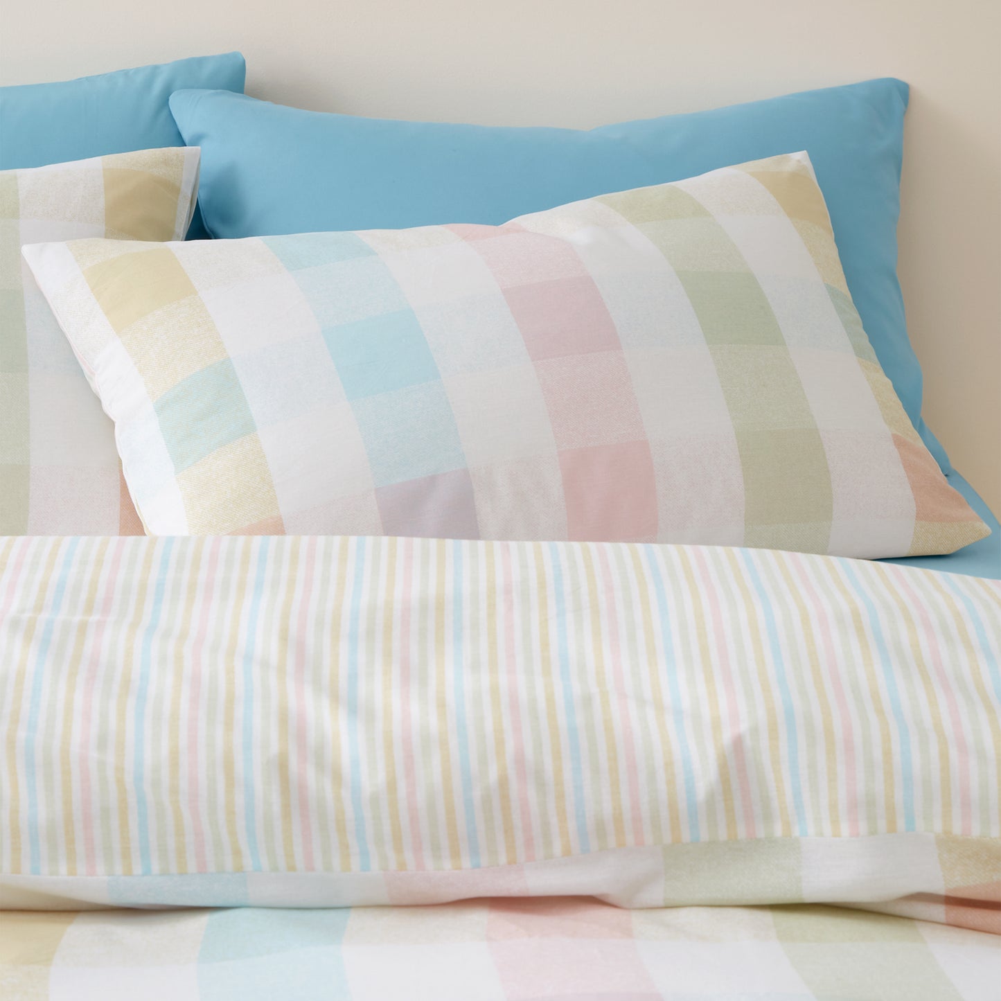 Catherine Lansfield Spring Check Duvet Cover Set - Pastel